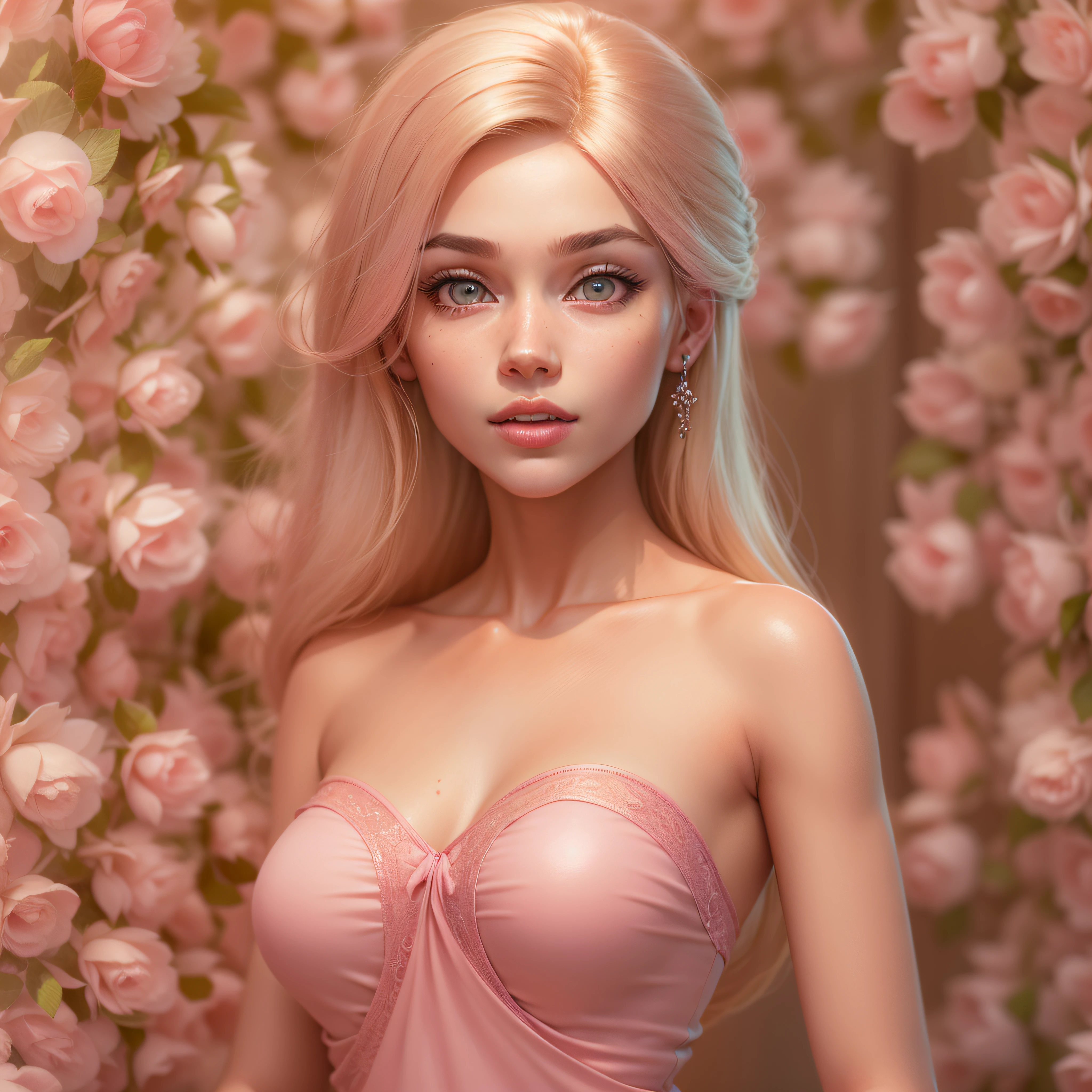 (8k, RAW photo, best quality, masterpiece:1.2), (realistic, photo-realistic:1.37), ultra high res, ultra-detailed ,full body, ((full-body shot)), woman, beautiful Barbie, detailed eyes, beautiful detailed lips, professional lighting, photon mapping, radiosity, physically-based rendering, detailed symmetrical lips, extremely detailed eyes and face, symmetrical mouth, extremely detailed face, symmetrical eyes ,detailed eyebrows, extremely detailed eyes, beautiful detailed eyes, extremely detailed face , light on face, (((beautiful pink dress))) (full body), in her Dreamhouse, looking at viewer, (((blonde hair))), ((long flowing hair)), ((fairy)), ((octane render))