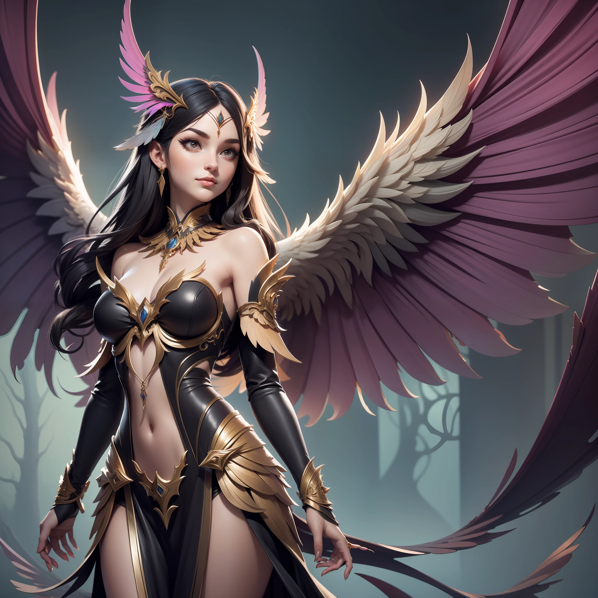 woman, harpy wings, claws, (masterpiece, superior quality, best quality, official art, beautiful and aesthetic: 1.2), (1girl:1.3), (fractal art:1.3),