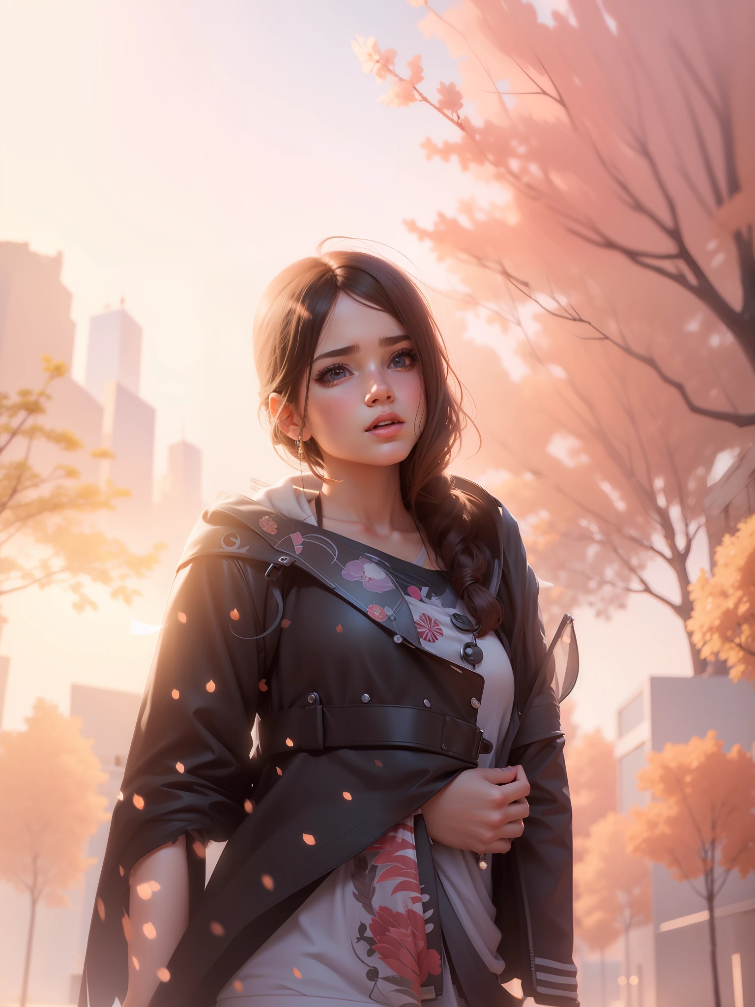 Change background cute cartoon girl 3d, realistic face, 8k , realistic
