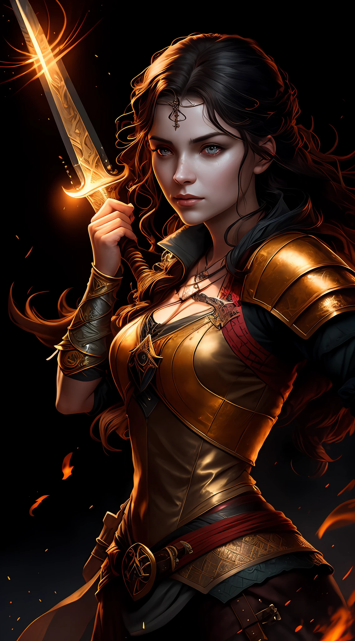 a close up of a woman holding a sword in a fire, epic exquisite character art, charlie bowater character art, alexandra fomina artstation, epic fantasy style art, fantasy art behance, epic fantasy digital art style, graphic artist magali villeneuve, artgerm julie bell beeple, epic fantasy character art, epic fantasy art style