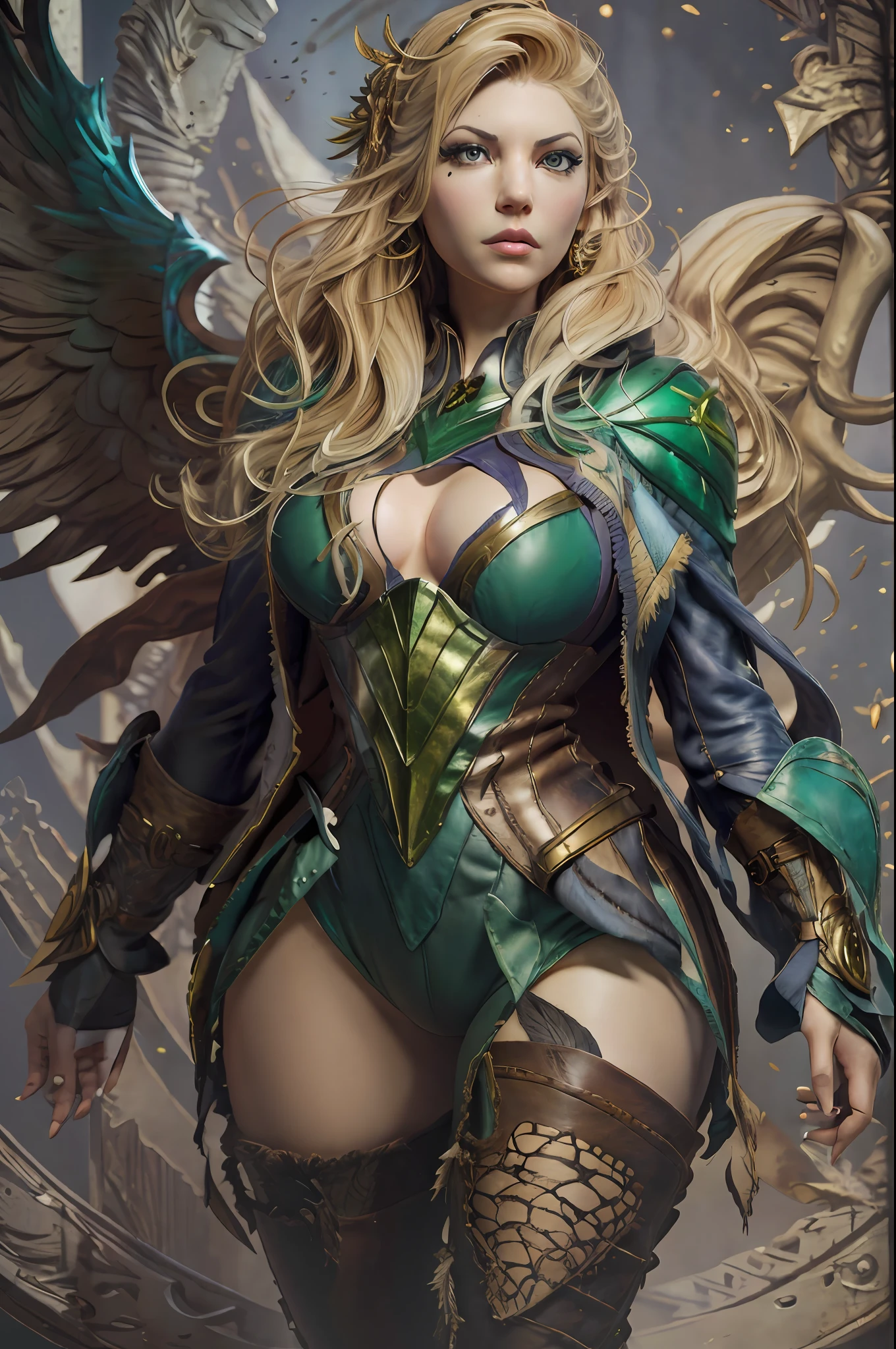 a close up of a woman in a costume with wings, artgerm julie bell beeple, extremely detailed artgerm, artgerm jsc, artgerm detailed, featured on artgerm, ig model | artgerm, samira from league of legends, as seen on artgerm, artgerm and rossdraws, Full Body Woman.