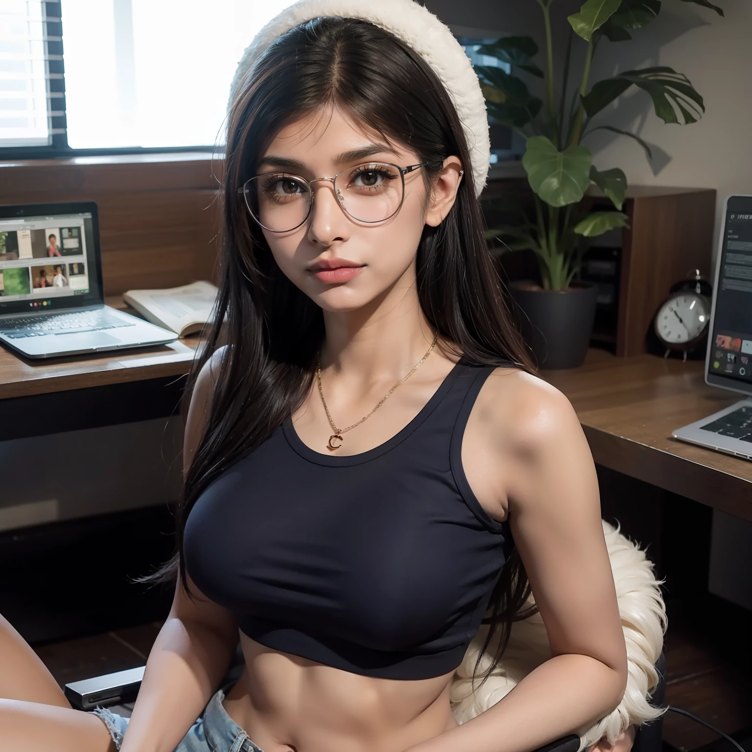 Mia Khalifa, nua, mostrando seus peitos