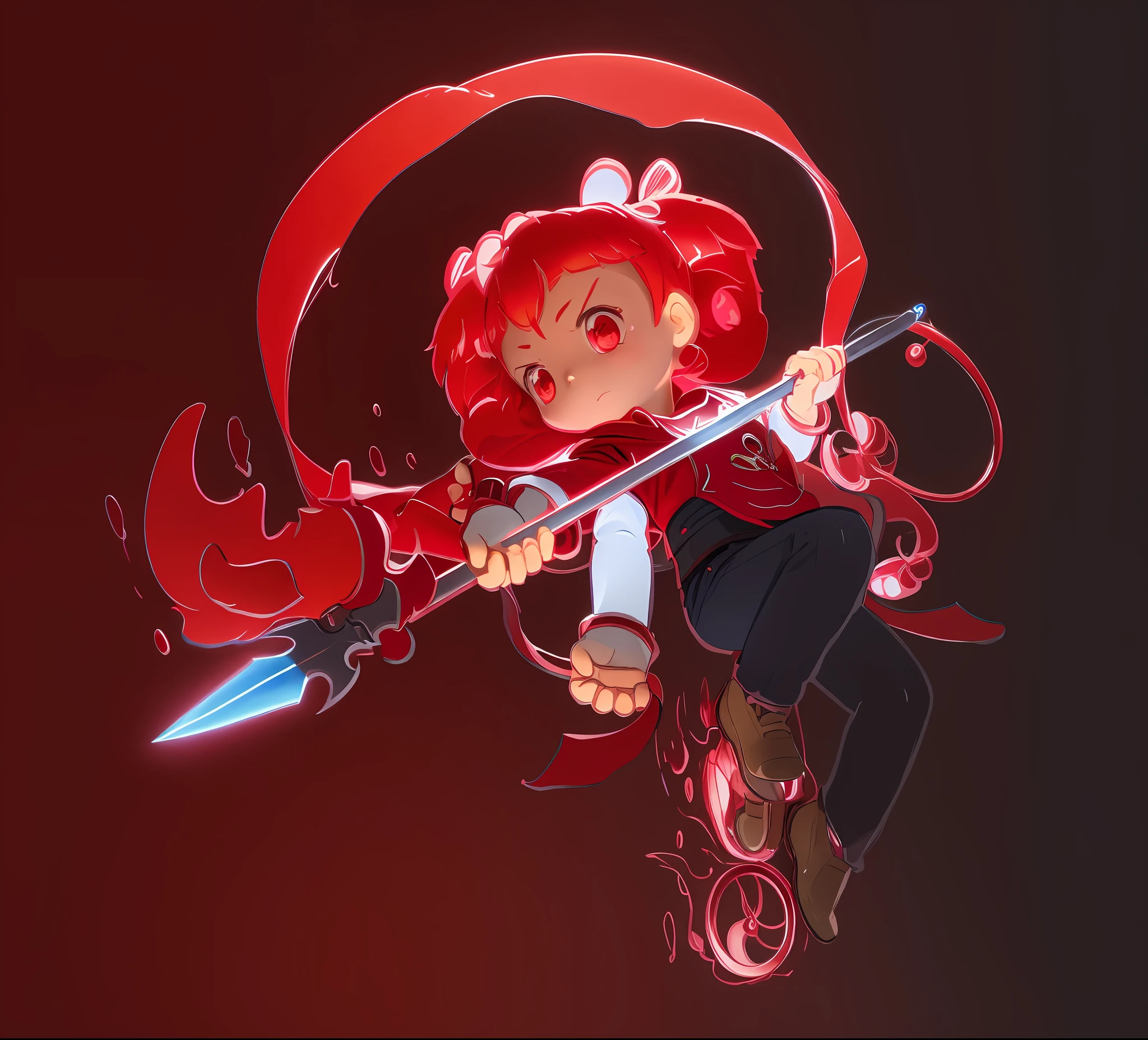 Cartoon of a holding a sword and a red cape, carrying a magical staff, Magical boy, style of magical girl, maple story gun girl, Official illustration, High-quality fanart, holding a magical staff, Magic Images, Positive color, magical girl anime mahou shojo, offcial art, clean lineart and color, Three heads!!, official fanart