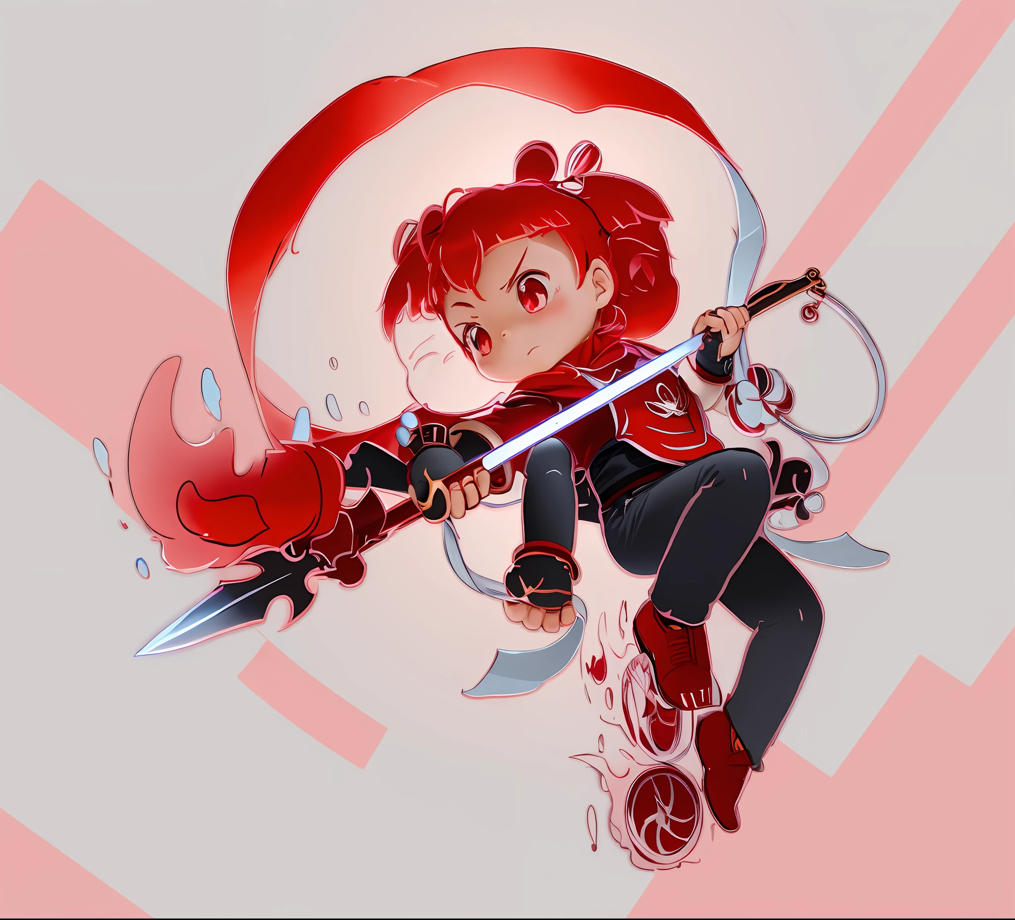 Cartoon of a little boy holding a sword and a red cape, carrying a magical staff, Magical boy, style of magical girl, maple story gun girl, Official illustration, High-quality fanart, holding a magical staff, Magic Images, Positive color, magical girl anime mahou shojo, offcial art, clean lineart and color, Three heads!!, official fanart