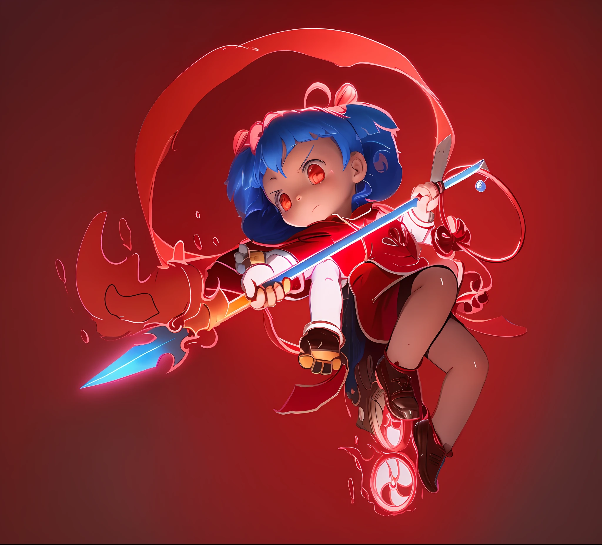 Cartoon of a little boy holding a sword and a red cape, carrying a magical staff, Magical boy, style of magical girl, maple story gun girl, Official illustration, High-quality fanart, holding a magical staff, Magic Images, Positive color, magical girl anime mahou shojo, offcial art, clean lineart and color, Three heads!!, official fanart
