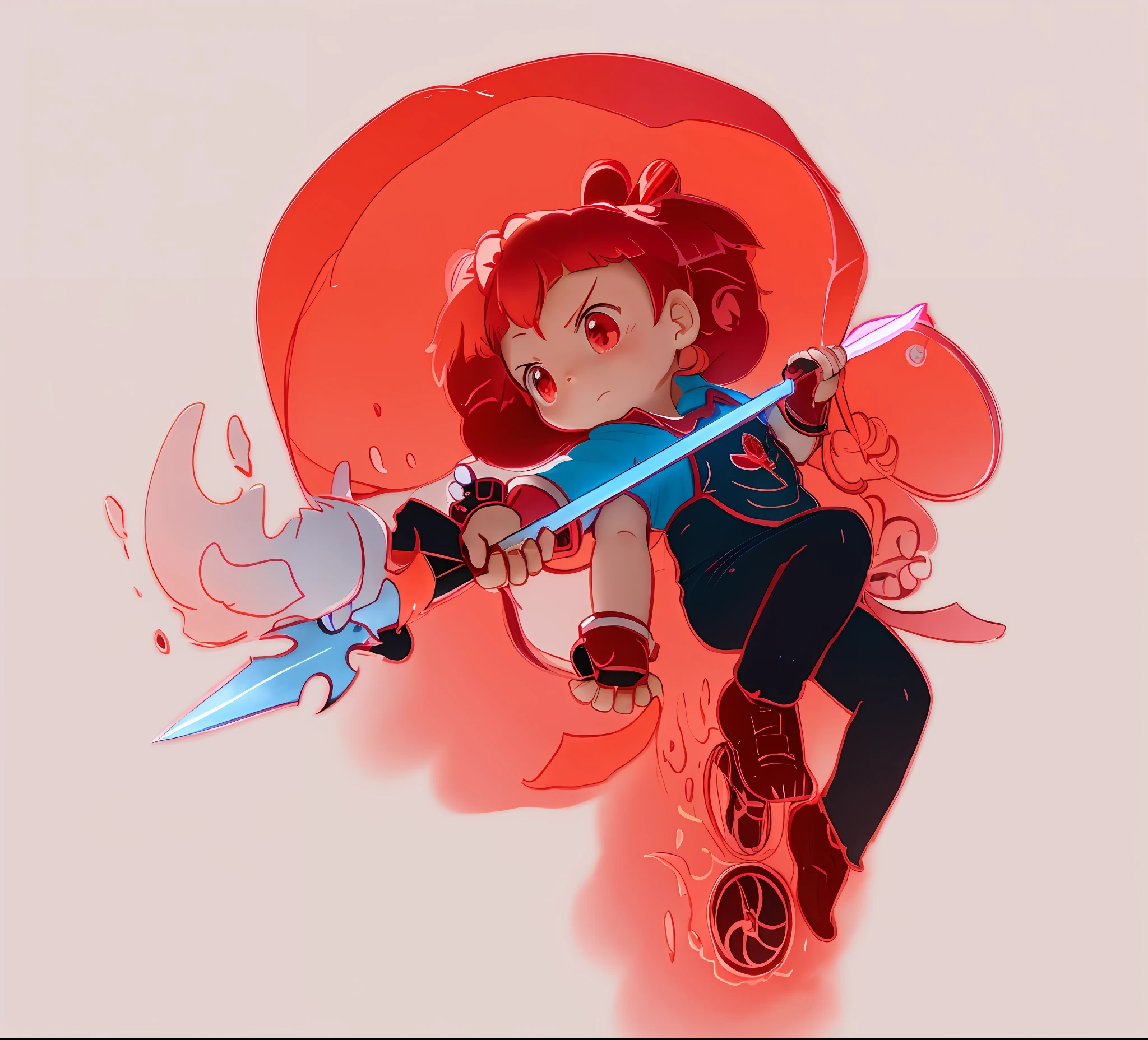 Cartoon of a little boy holding a sword and a red cape, carrying a magical staff, Magical boy, style of magical girl, maple story gun girl, Official illustration, High-quality fanart, holding a magical staff, Magic Images, Positive color, magical girl anime mahou shojo, offcial art, clean lineart and color, Three heads!!, official fanart