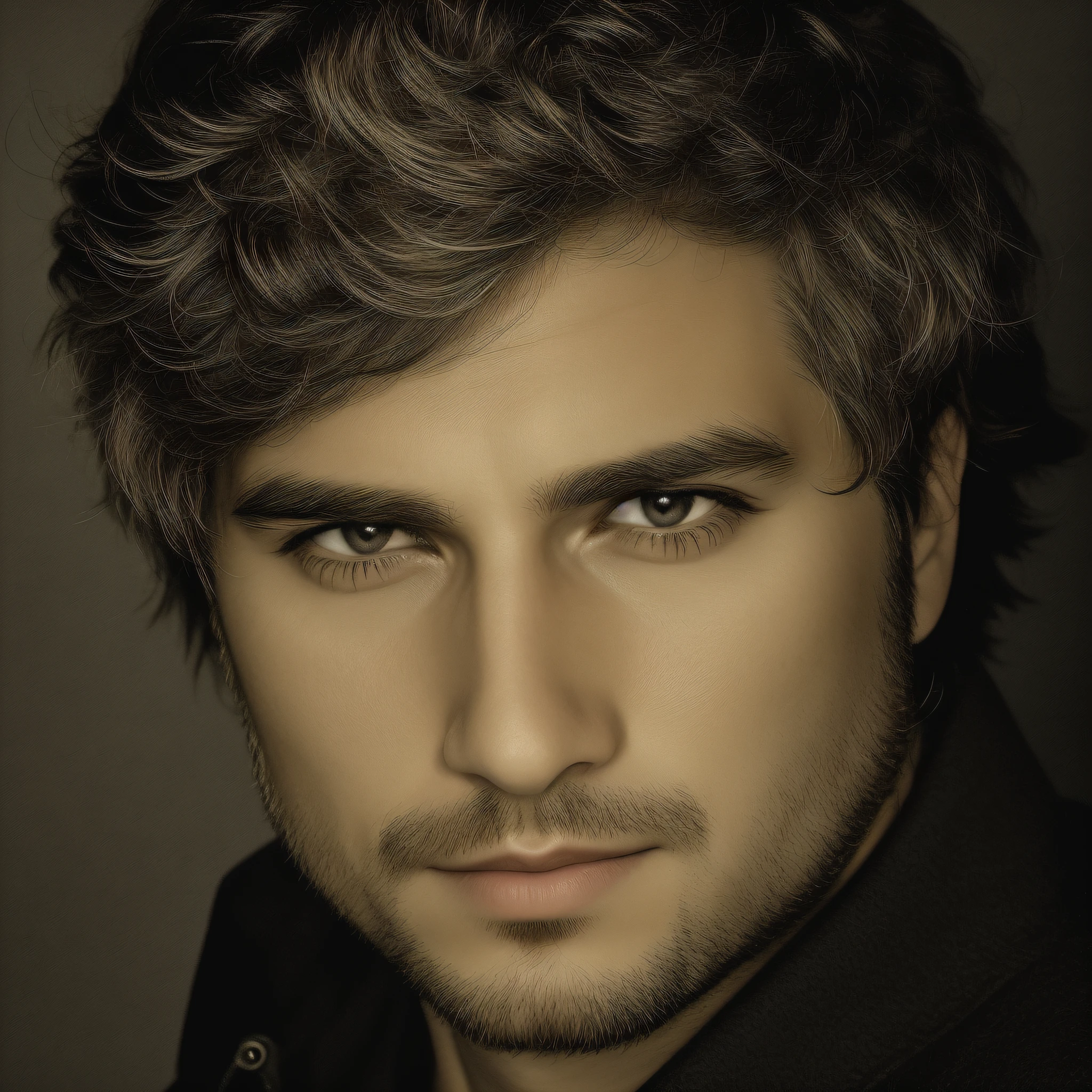 Reimagine as 30 years old man. Keep features of the man. Rough photo fim.