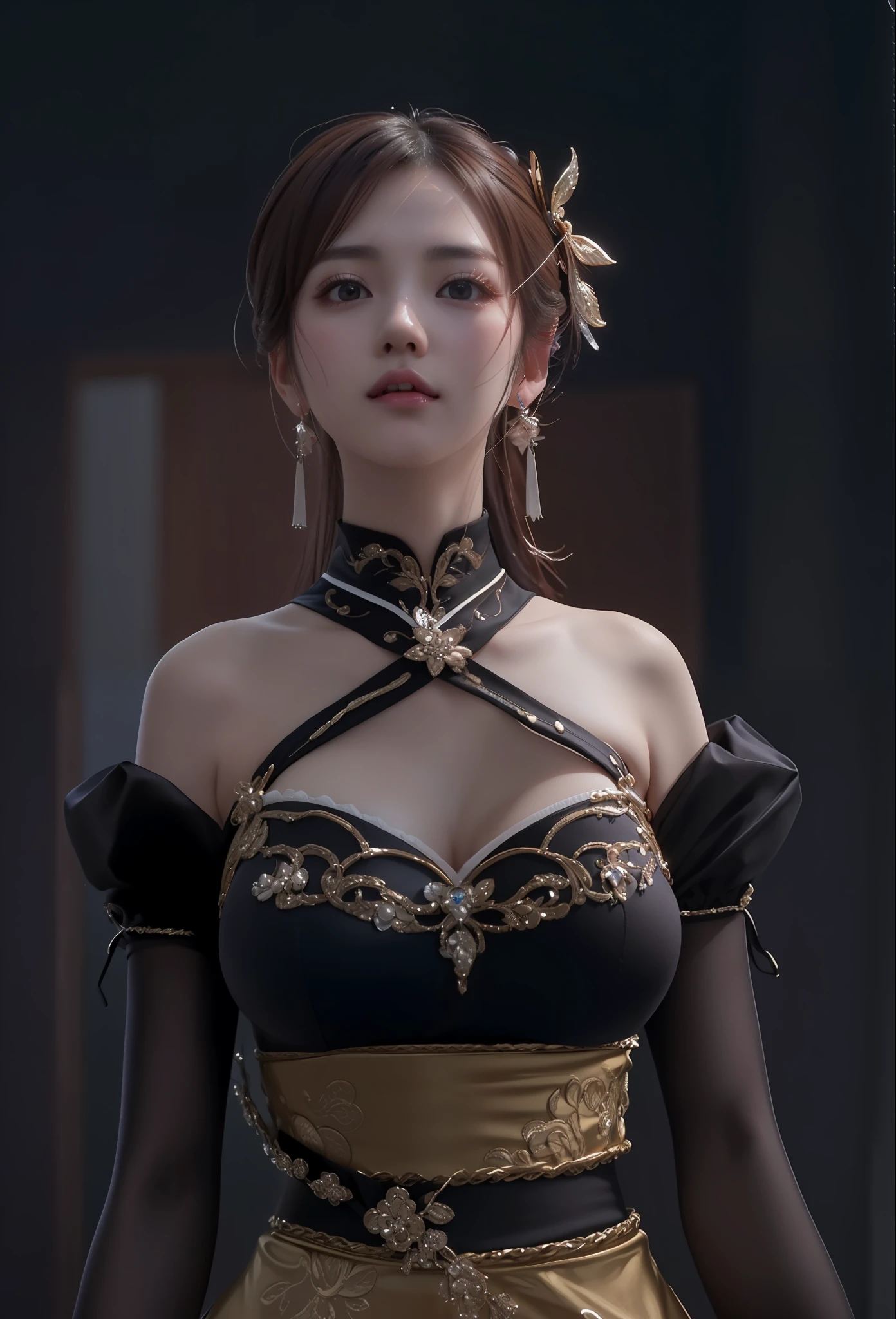 masterpiece, best quality, extremely detailed 8k, ultra hd, ultra-detailed, highly detailed, highly realistic, ultra-realistic, hyperrealistic, hyperrealism, (1woman:1.5), (solo:1.5), (beautiful cute Taiwanese Idol woman:1.5), (beautiful cute JAV Idol woman:1.6), anatomically correct, (detailed realistic skin), (realistic big breasts), slender abs, (closed mouth:1.35), nsfw,