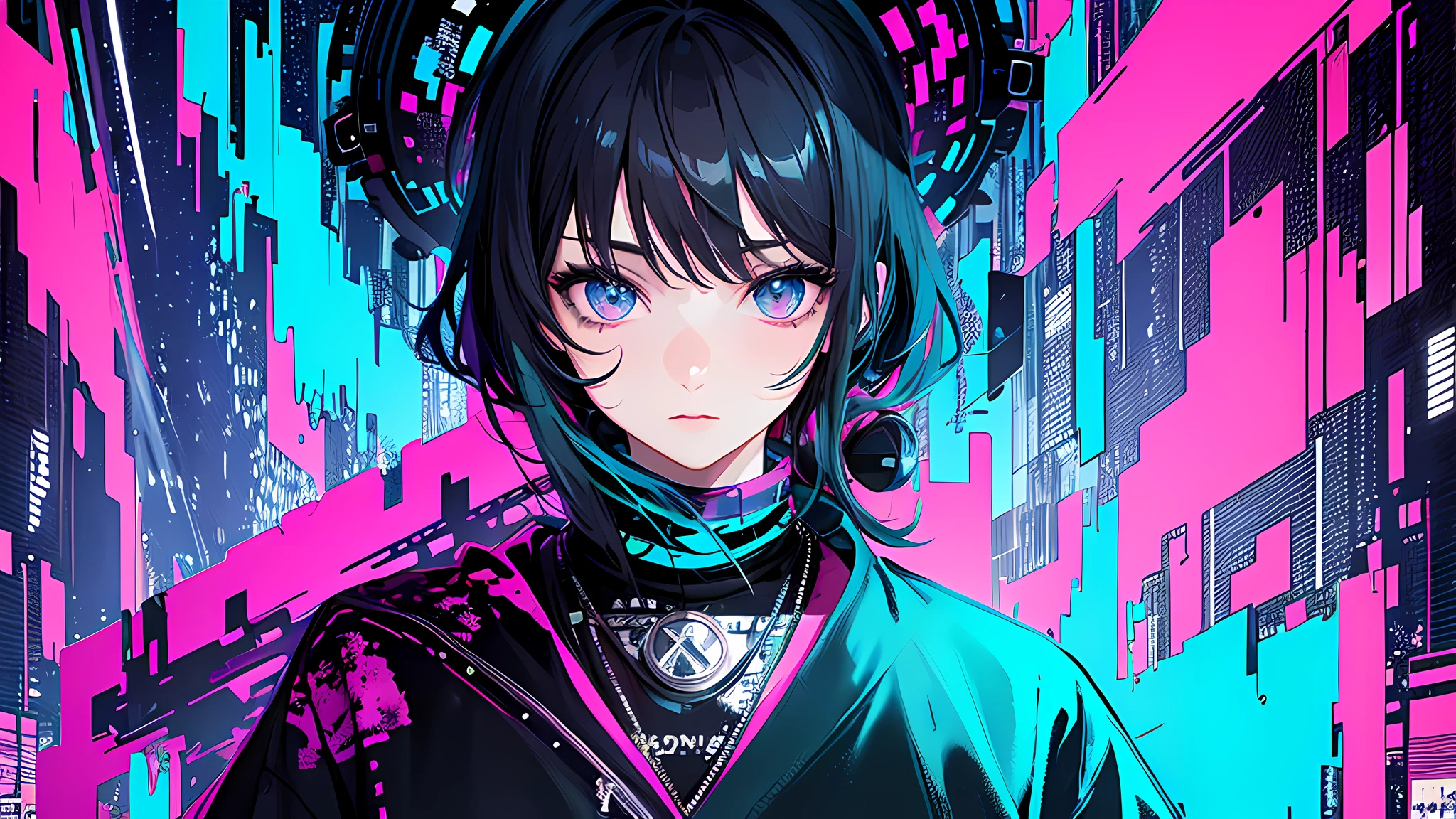 (masterpiece, top quality, best quality, official art, beautiful and aesthetic:1.2), (1girl:1.3), glitch art, (digital distortion), pixelated fragments, data corruption,colorful noise, visual chaos,contemporary aesthetics