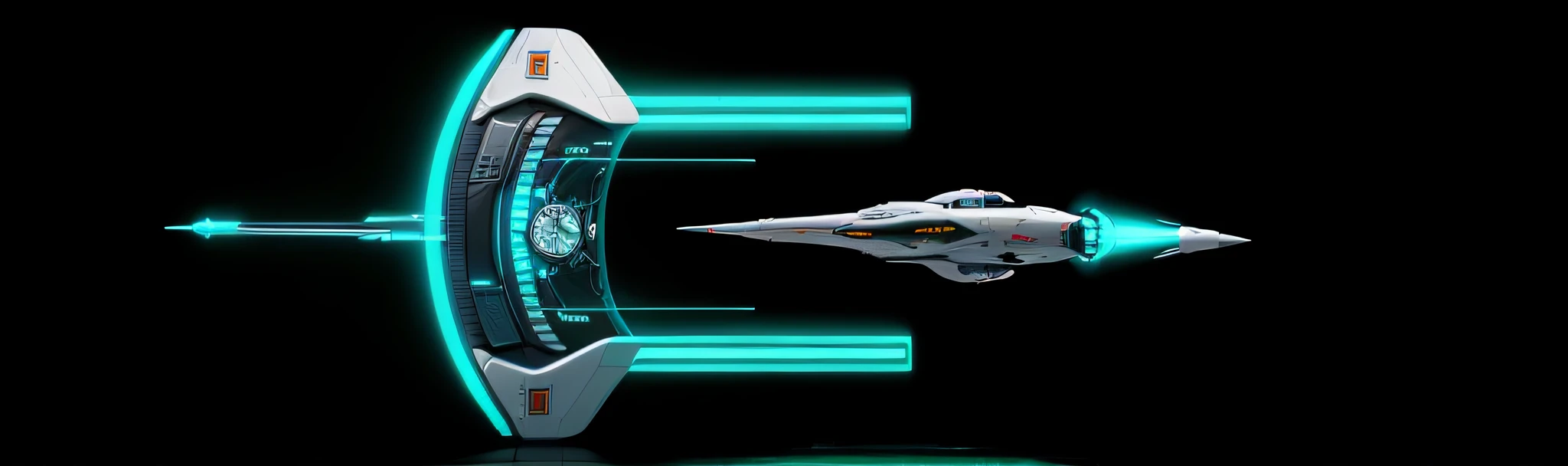 a closeup of a watch with a green screen on it, perfil do interceptor elegante, Blade design, Jogo HUD, design elegante, sci-fi Espada, espada, tiro do meio, tiro largo, tiro de fundo, espingarda futurista da arma, Cores do Tron Legacy, game overlay, Banner, Escuro ( spaceship ), design de foice, arma futurista, sci - fi weapon