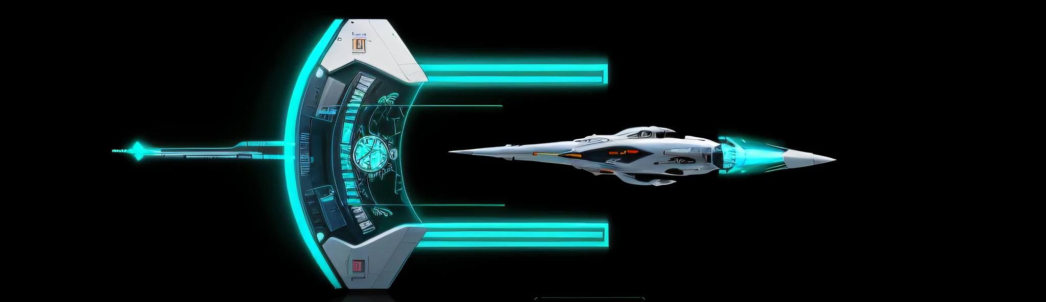 a close-up of a clock with a green screen on it, perfil do interceptor elegante, Blade design, Jogo HUD, Design elegante, Espada sci-fi, espada, tiro do meio, Arremesso longo, tiro de fundo, espingarda futurista da arma, Cores do Tron Legacy, game overlay, Banner, Escuro ( spaceship ), design de foice, Arma futurista, sci - fi weapon