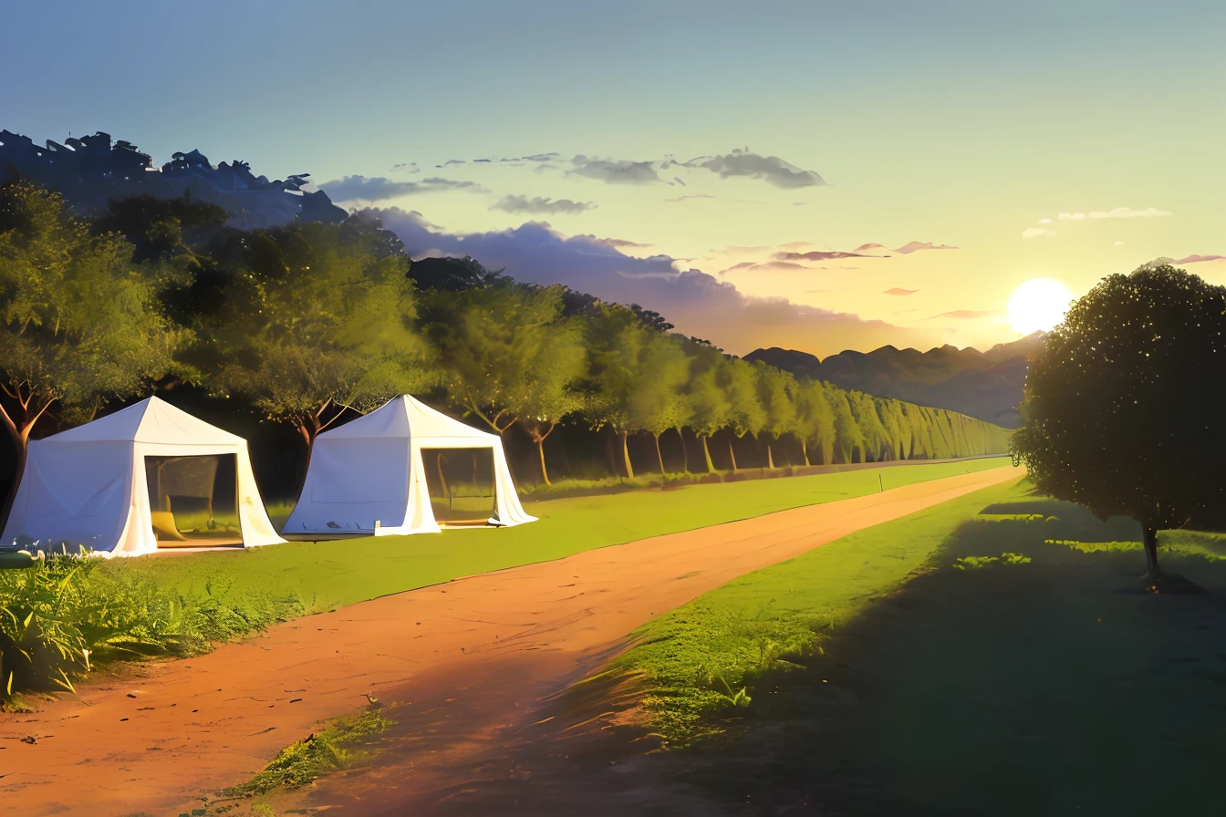 __landscape__, foto ultrawide, morning, clear sky, blue skies (((melhor qualidade)),azul_heaven, arbusto, nuvem, dia, campo, grama, Colina, evento de esportivo radical, various Espositores Canvas gazebos, tendas de espositores, pessoas, carros off-road, memtanha, Natureza, em_grama, ao ar livre, aberto, caminho, PLANTA, power_Linhas, estrada, ruins, Paisagem, heaven, nascer do sol, tree, Twilight, utilidade_vara