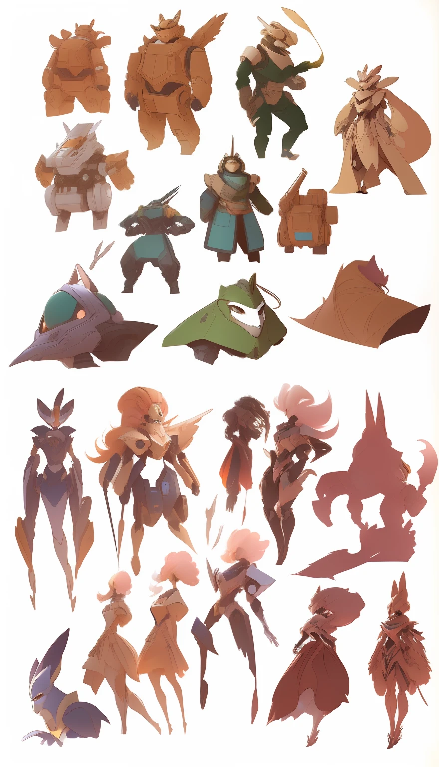 A bunch of cartoon characters are presented in various poses,mechs,droid, trending on character design, Animated character design, character concept, Character exploration, character design, character illustration of a, Cartoon concept art, full character concept art, high quality character design, full character design, character concept explorations, character concept explorations, Detailed characters, Professional character design, zootopia concept art, several character designs