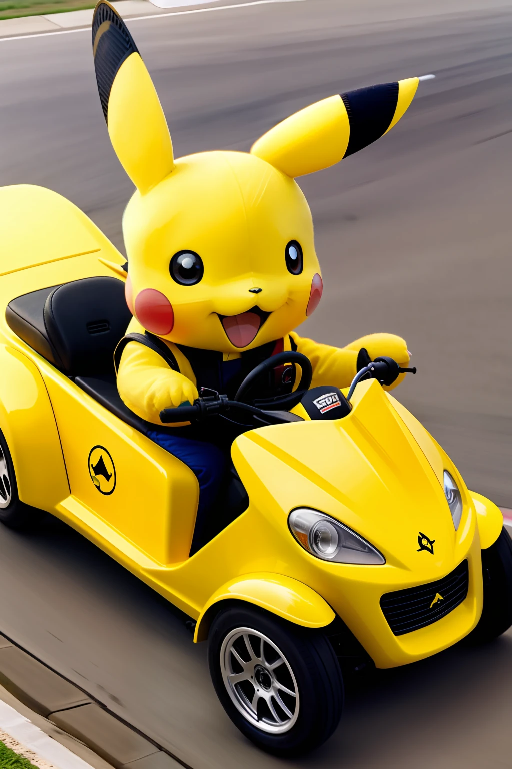 Pikachu pilotando um kart