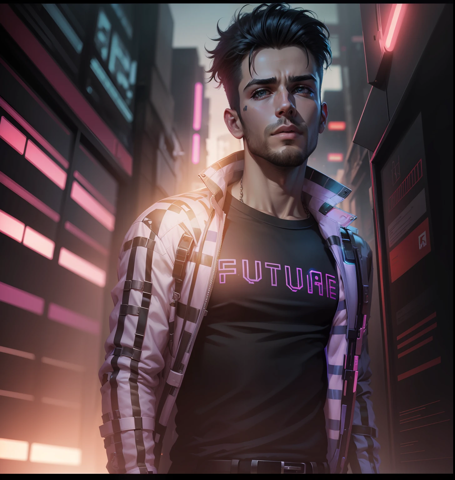 Change backgroud cyberpunk handsome boy 8k ultra hd