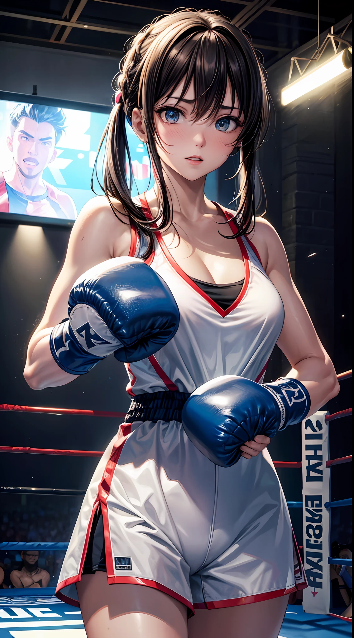 hyper-detailing,A high resolution,hyper-detailing,best qualtiy,,top Quority,cinmatic lighting,Boxing matches,The two sat and watched the game