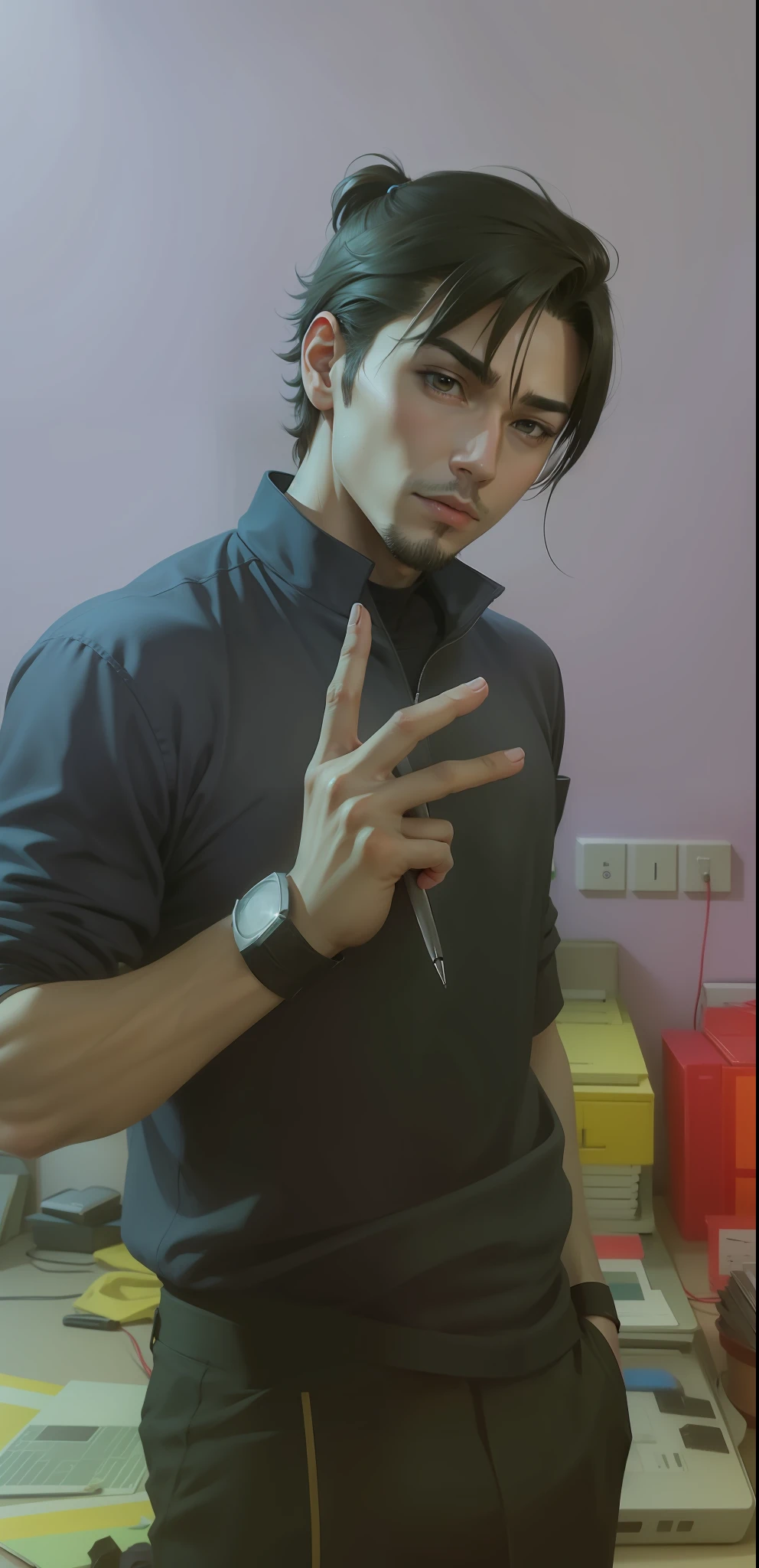 create anime, male , realistic