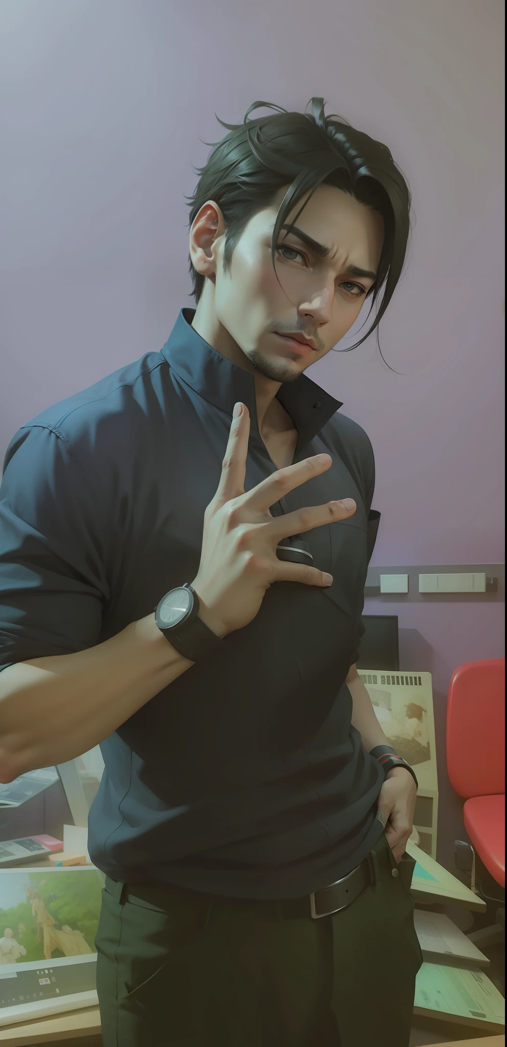 create anime, male , realistic