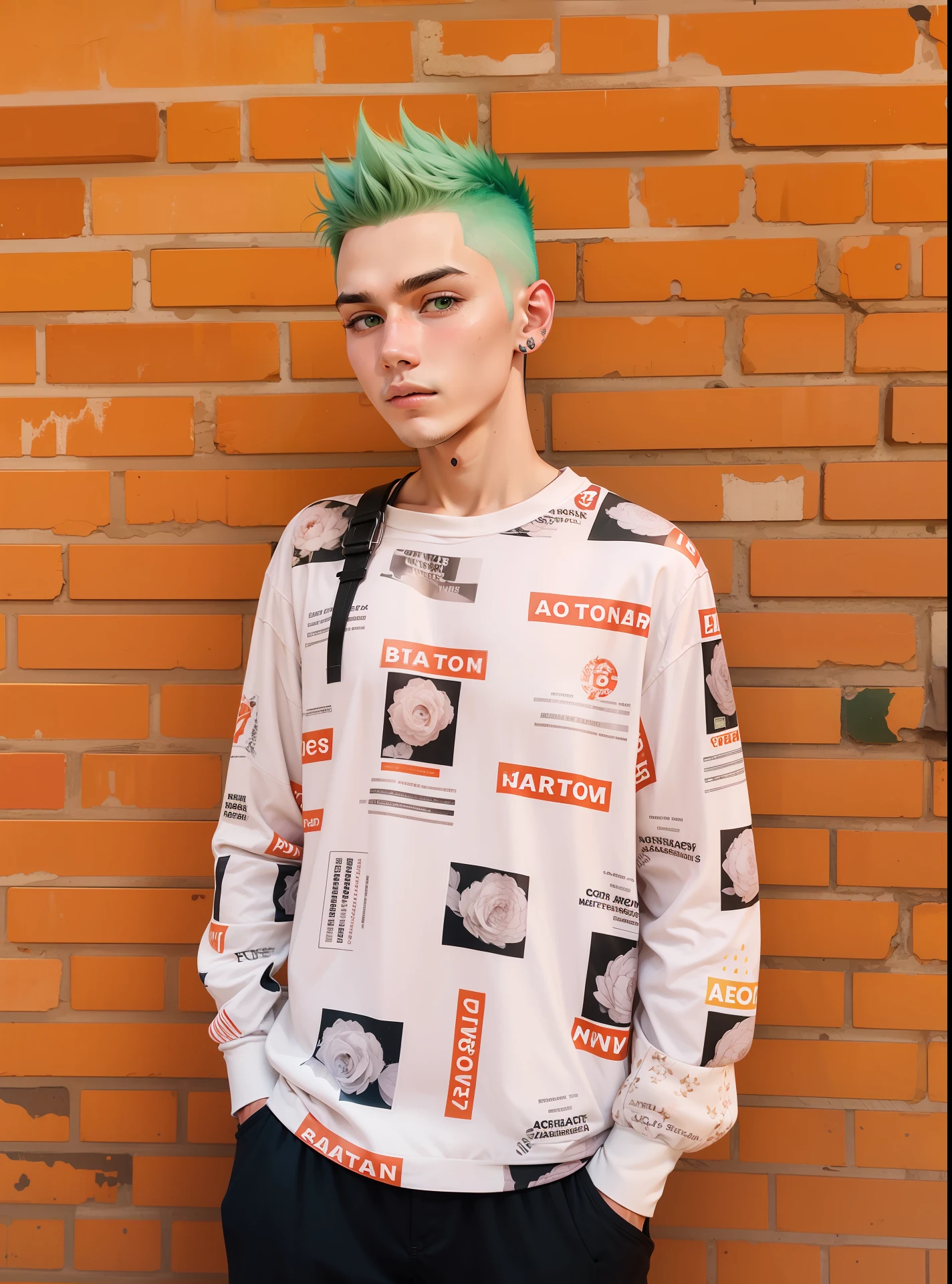 Young man with green hair