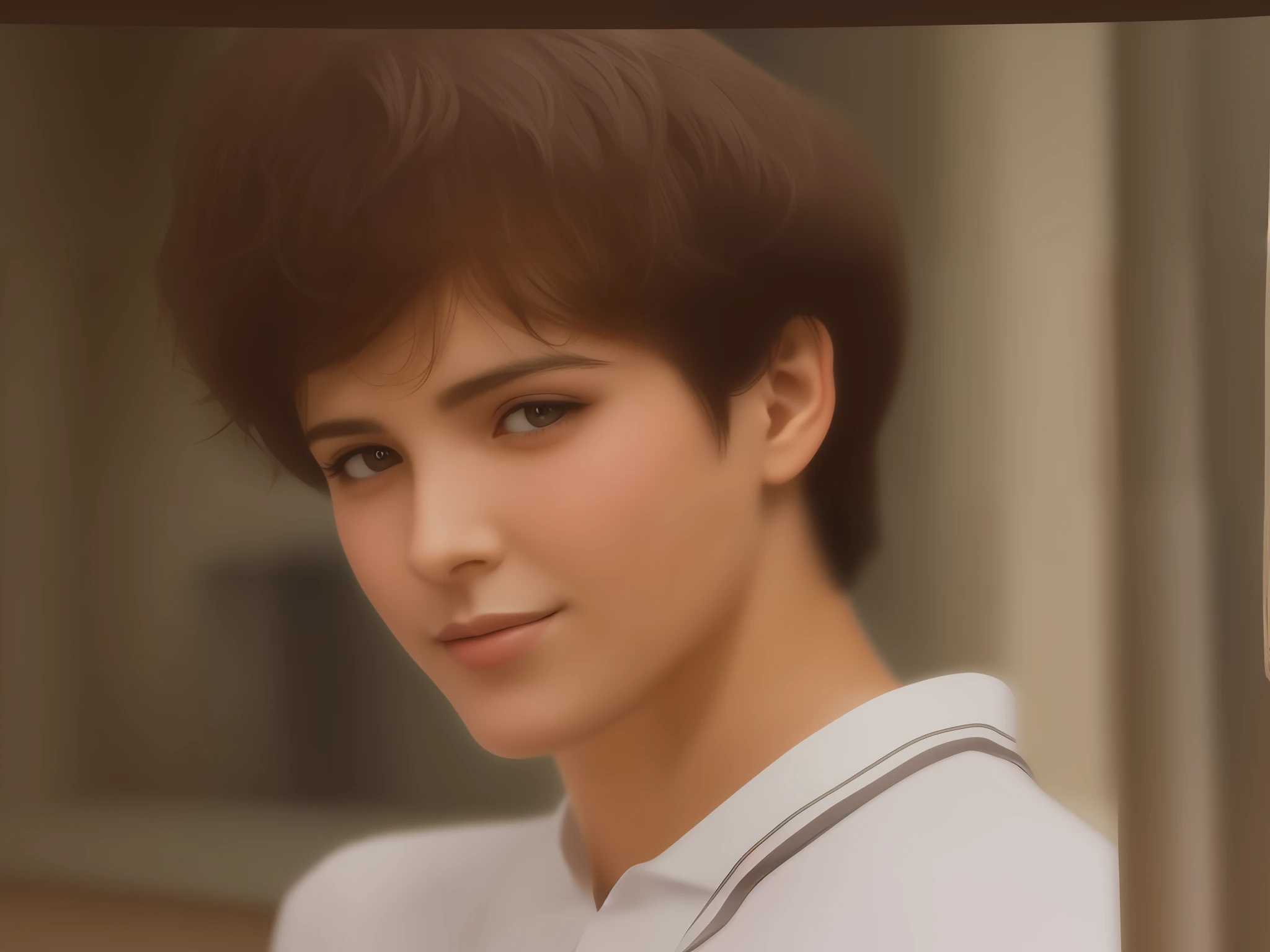 Redraw as a woman with longer hair.