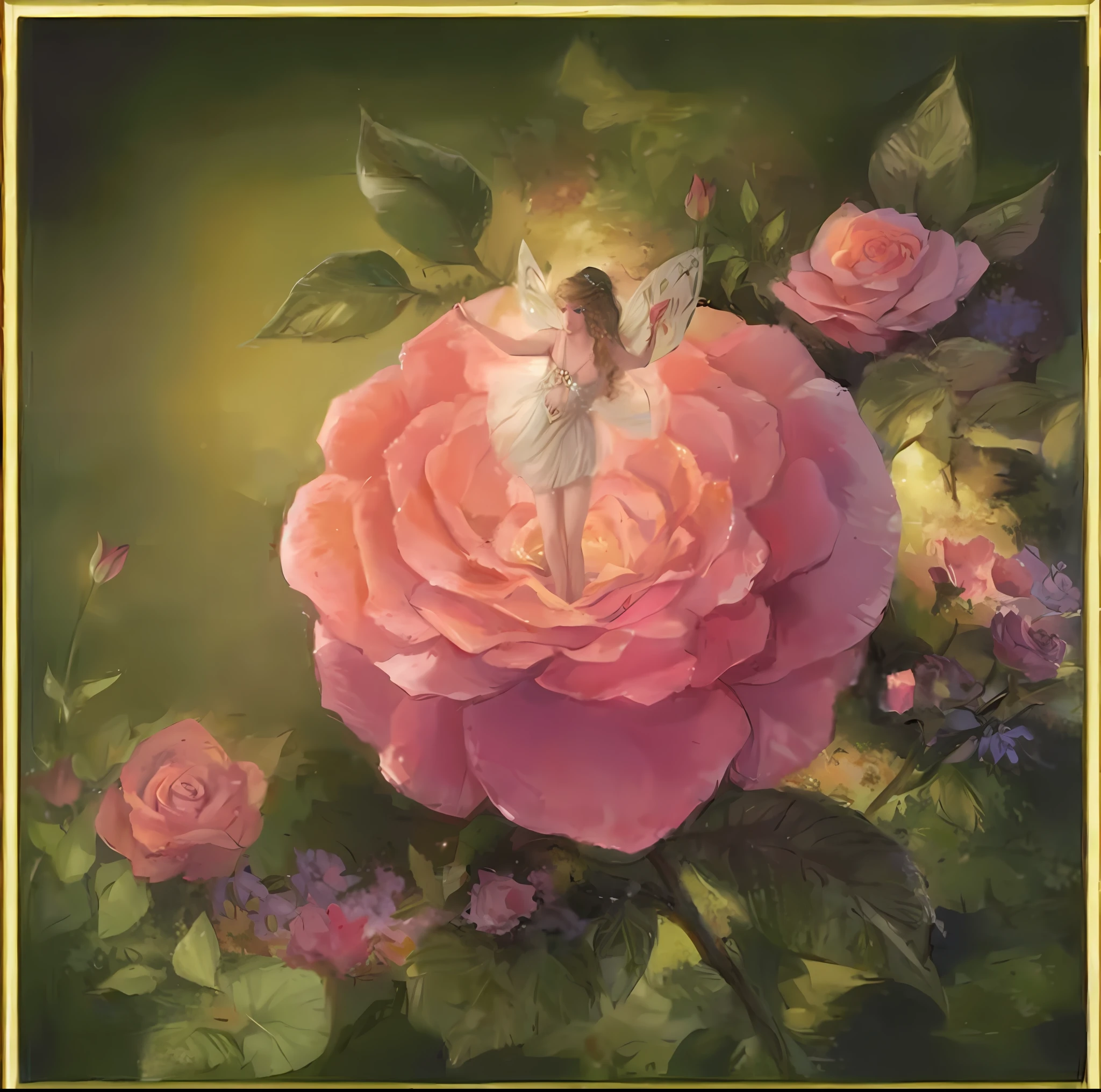 pintura de uma fada sentada em uma rosa rosa cercada por flores, Rosen Maiden, deusa flor, rose twining, Primeira bailarina no Jardim das Rosas, por Dorothy Hood, Annie Stegg Geraldo, fada bonita, Directed by: Penny Patricia Poppycock, Directed by: Christophe Vacher, Estudo de uma fada flor, beautiful depiction, ( ( Thomas Kinkade ) ), Directed by: John Clayton Adams