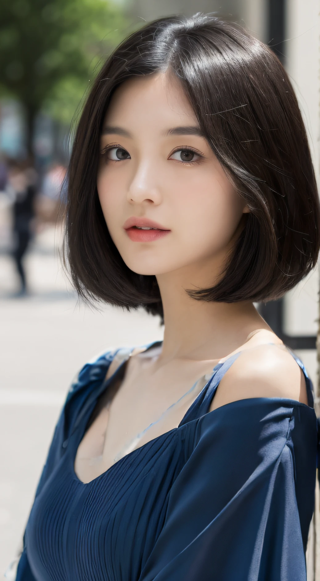 Long dark blue dress