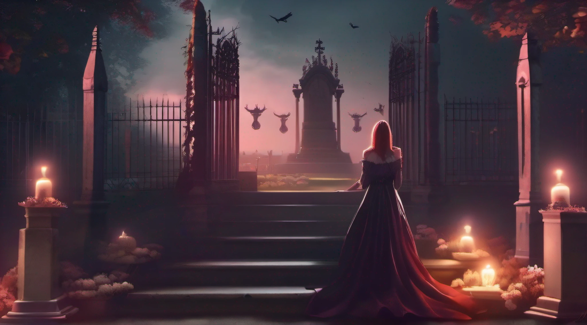 A sinister and stunning cemetery, lua cheia, de noite, Ghosts of sexy women come out of graves, corpo inteiro, anatomia perfeita, perfect composition, cena de terror assustadora, nevoeiro, cores pasteis, 4k