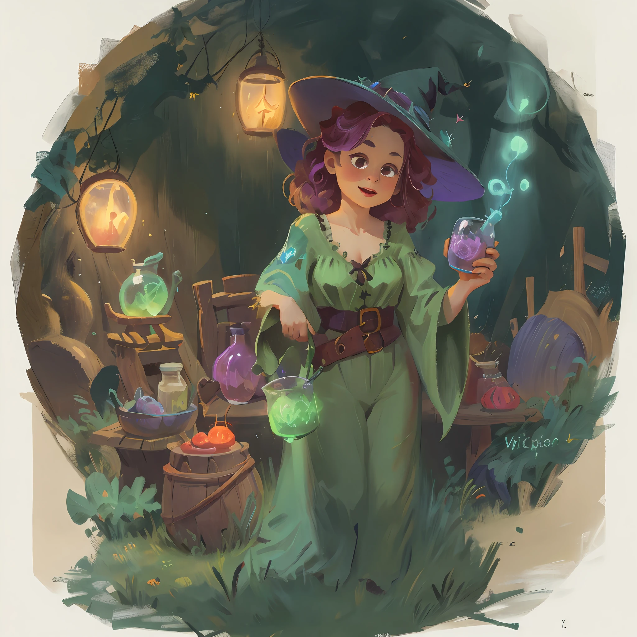 witch, glowing potion