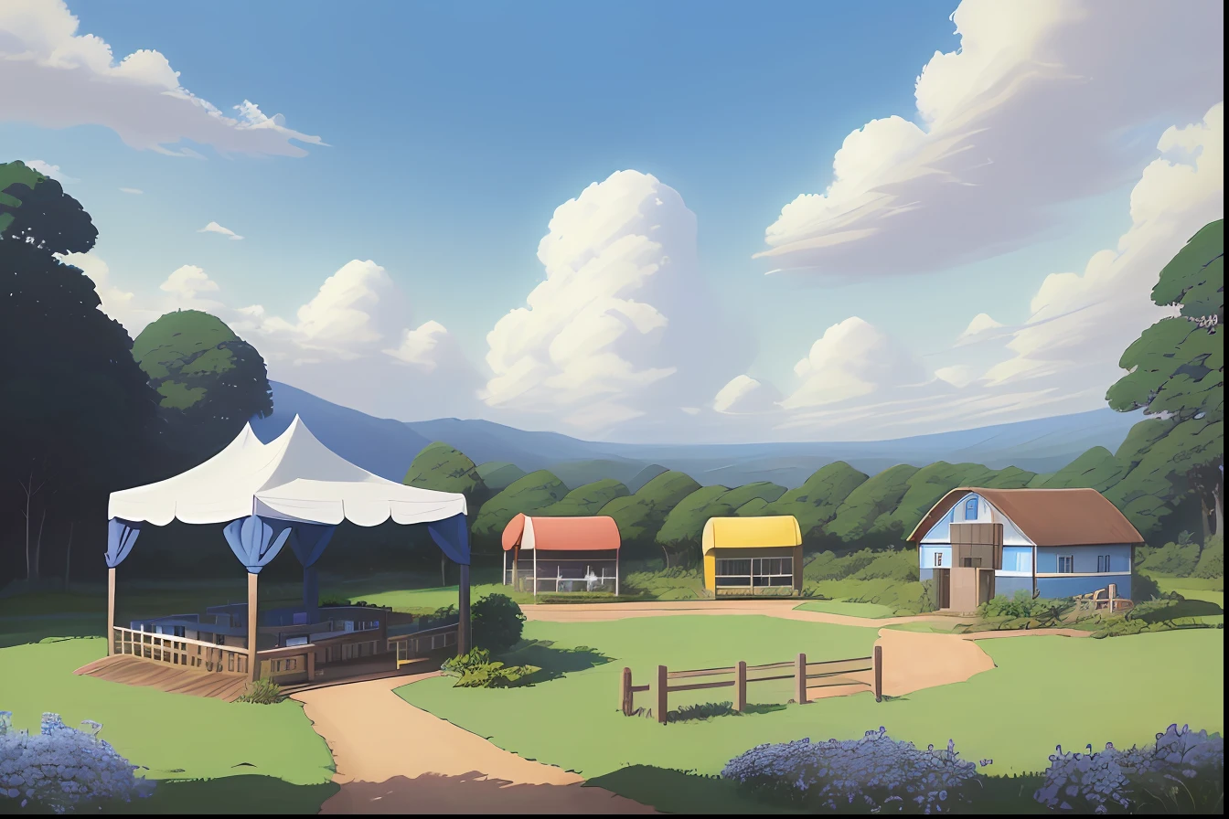 __landscape__, foto ultrawide, morning, clear sky, blue skies (((melhor qualidade)),azul_heaven, arbusto, nuvem, dia, campo, grama, Colina, evento de esportivo radical, various Espositores Canvas gazebos, tendas de espositores, pessoas, carros off-road estacionados, memtanha, Natureza, em_grama, ao ar livre, aberto, caminho, PLANTA, power_Linhas, estrada, ruins, Paisagem, heaven, nascer do sol, tree, Twilight, utilidade_vara, (((RAW))),
Realista, Authentic, beautiful and amazing landscape oil painting Studio Ghibli Hayao Miyazaki petals pasture with blue sky and white clouds --v6