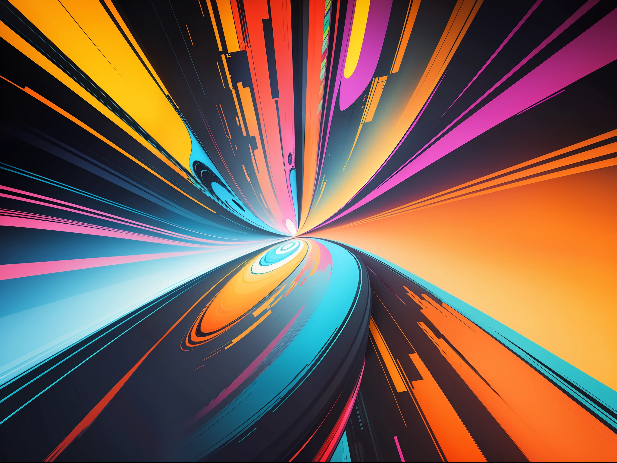 Abstract Art Piece: "Produce an abstract AI-generated art piece that features vibrant colors, fluid shapes, and dynamic lines. Emphasize a sense of movement and energy in the composition."