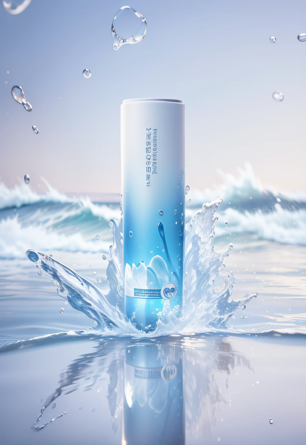 commerciaphotography, water wave, Sunny summer day, Packaging shooting, Fine focus, Depth of field, 120mm shooting, Hasselblad shooting, Sharply focused commercial photography,8k,hyper-detailing,Crystal wraps the product