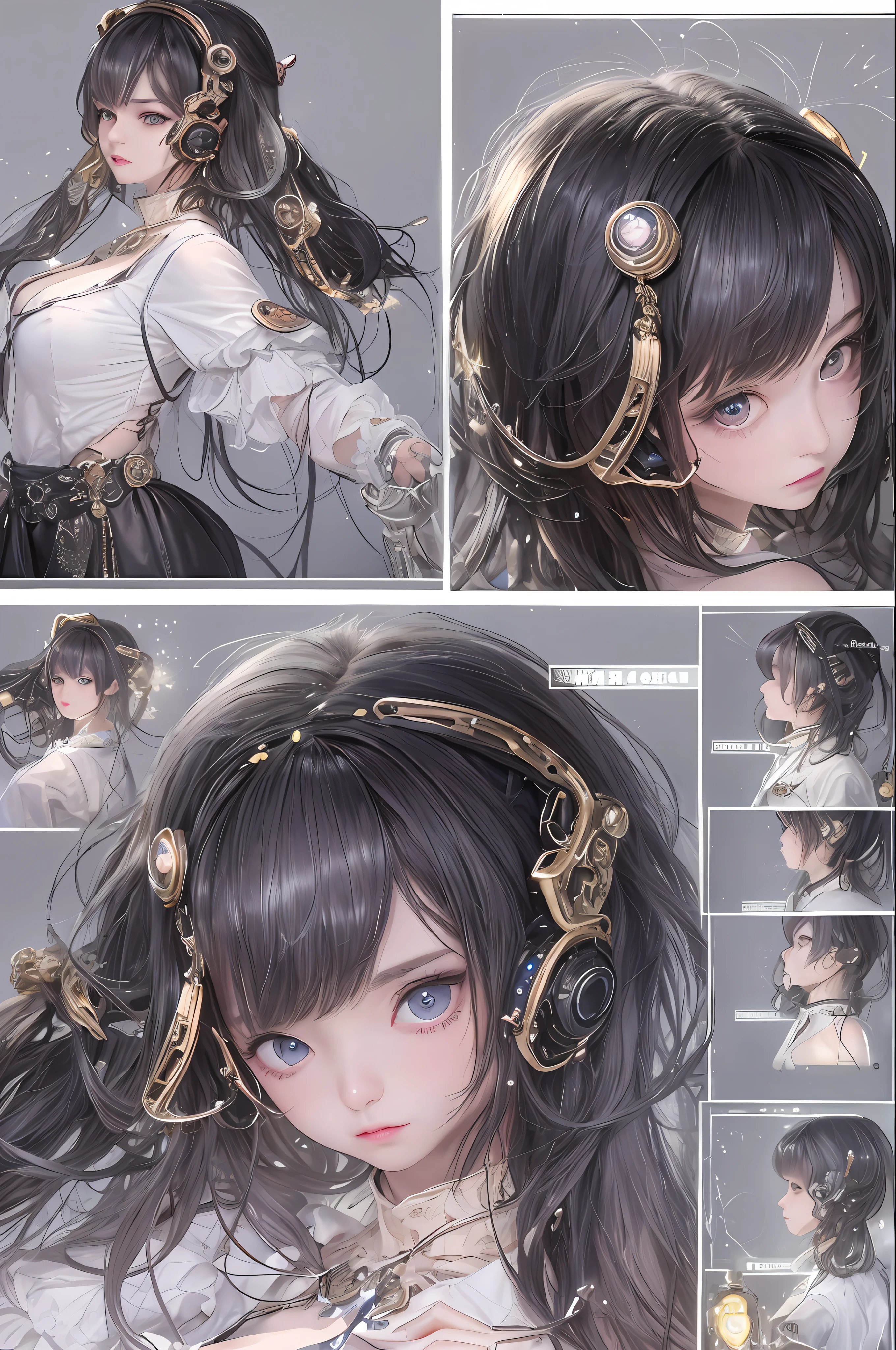 top-quality、masterpiece、超A high resolution、(Photorealsitic:1.4)、Raw photo、女の子1人、Black hair、glowy skin、1 Mechanical Angel、large metal wings、Shining Angel Circle、((super realistic details))、portlate、globalillumination、Shadow、octan render、8K、ultrasharp、Colossal tits、Raw skin is exposed in cleavage、White porcelain body、Details of complex ornaments、About Cyberpunk、Glowing LEDs、IC chips、Base、Data Links、Hydraulic cylinder、highly intricate detail、Realistic light、a purple eye、radiant eyes、Facing the camera、neon details、Mechanical limbs、blood vessels connected to tubes、Mechanical vertebrae attached to the back、mechanical cervical attaching to neck、cowboy shot、Wires and cables connecting to the head、Luminous tube、Small LED lamp、Sumerian details、