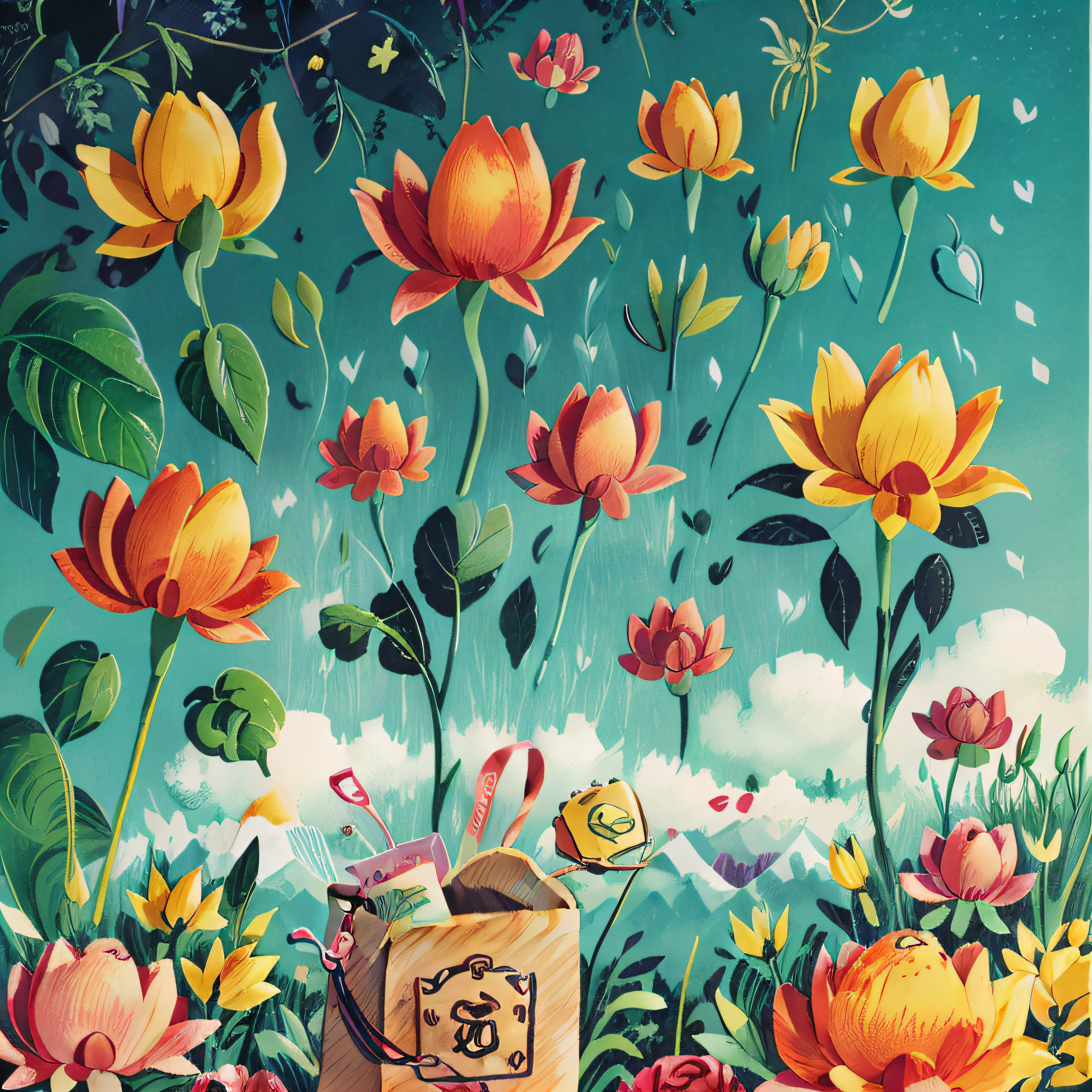 Lucky bag,blindbox,a sticker,Lovely wind,k hd,high qulity,florals,Sense of space,Collage