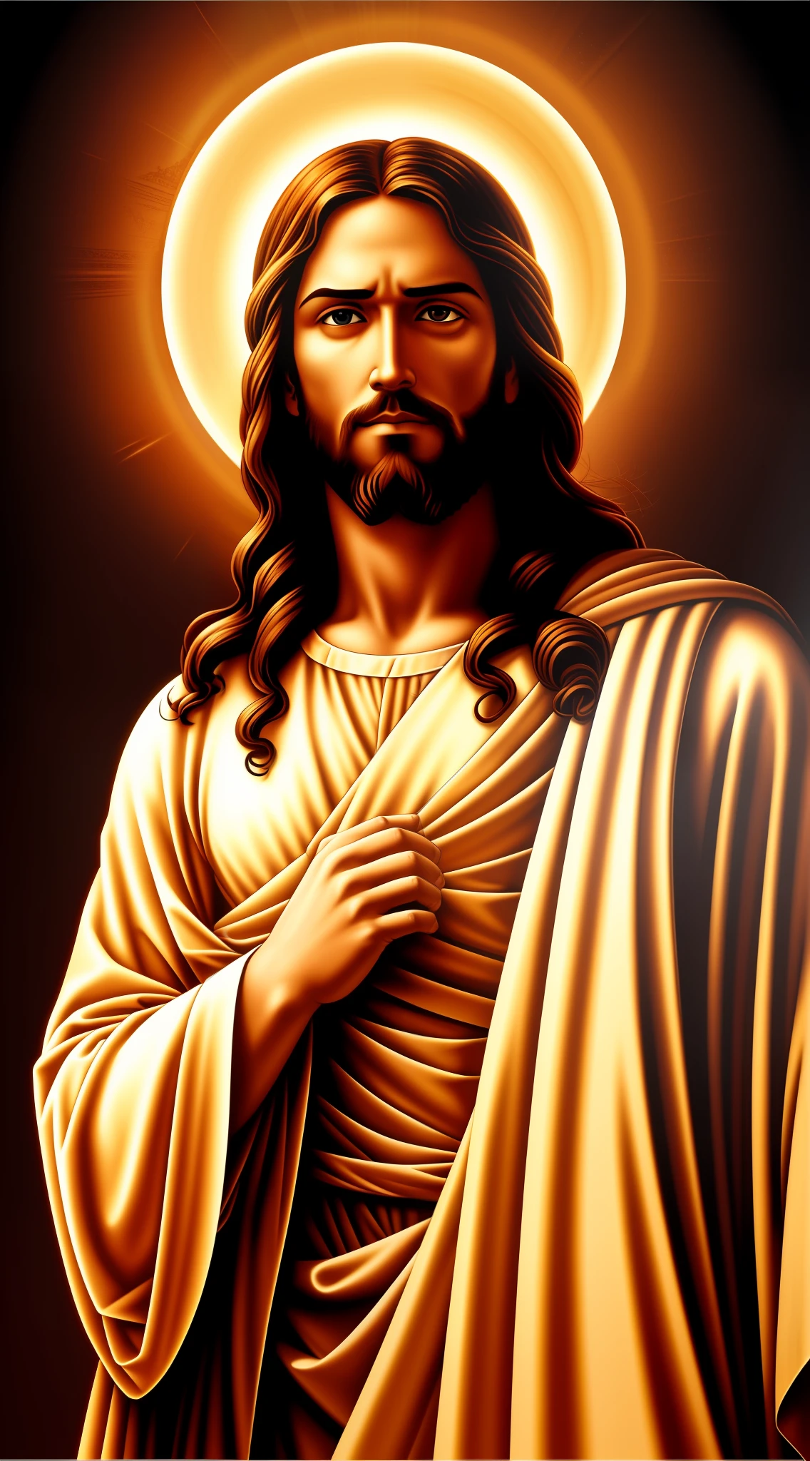 an image of Jesus, imposing