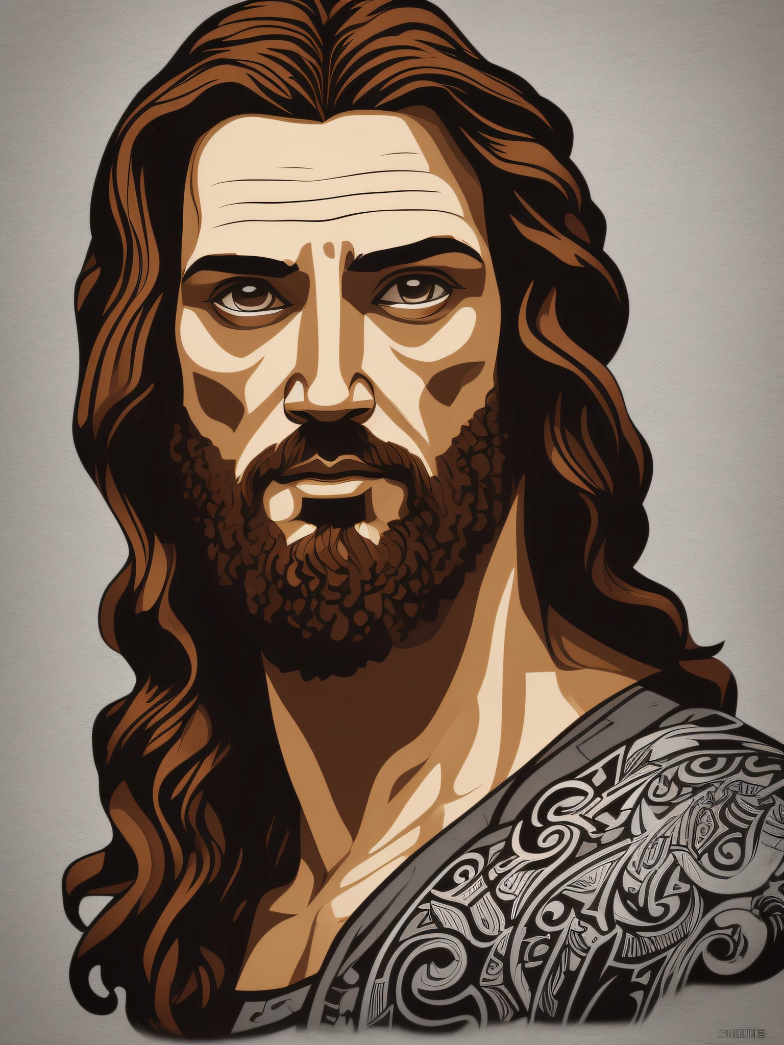 jesus, arte da camiseta, 2D, ((fundo preto: 1, 5)), vetor, cores vivas, obra-prima, melhor qualidade, detalhes intrincados, perfect symmetrical face, detalhes realistas, gothic theme, luz de aro, luar, cinematic shading, Greg Rutkowisk