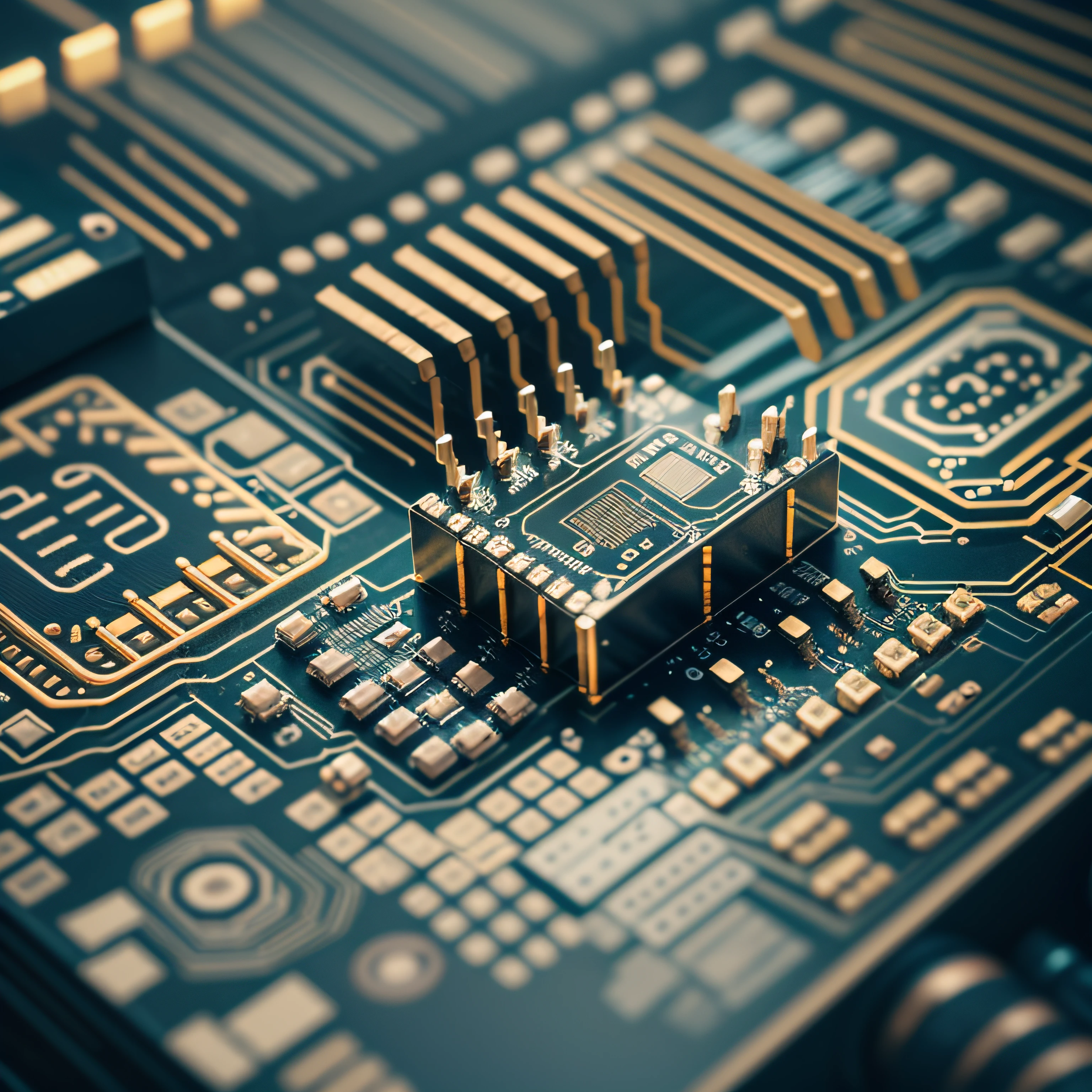 Big data, circuit boards, wiring, technology, chips, artificial intelligence, electronic, 8k, ultra realistic, render