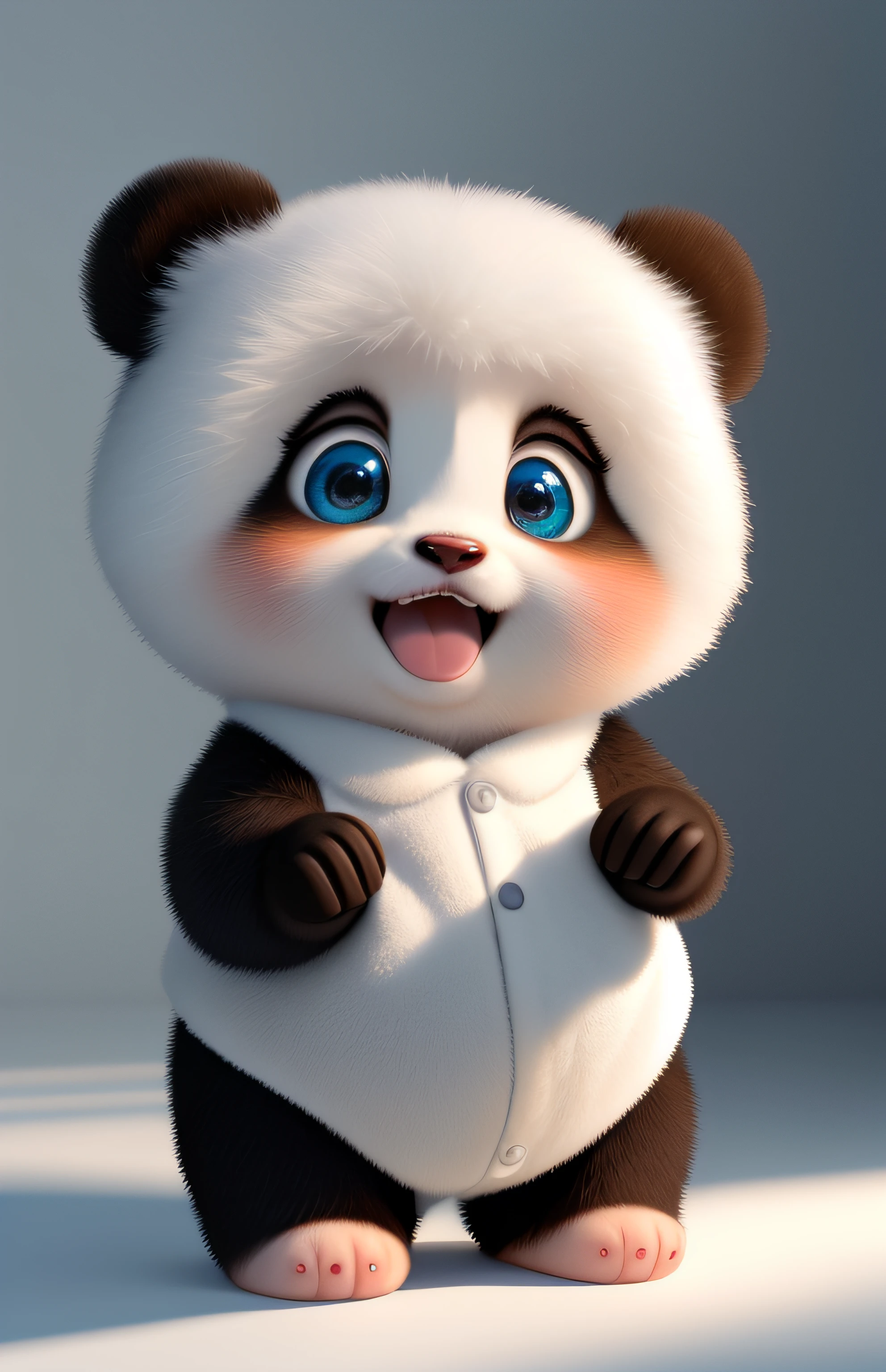 (masterpiece), (best quality), (ultra-detailed), (full body:1.2), Super cute, Baby, Pixar, Baby panda in pajamas, Big bright eyes, Fluffy, Smile, Delicate and fine, Fairy tales, Incredibly high detailed, Pixar style, Bright color palette, Natural light, Simple background with pure color, Octane render, Trending on Artstation, Gorgeous, Ultra wide angle, 8k, HD, Realistic