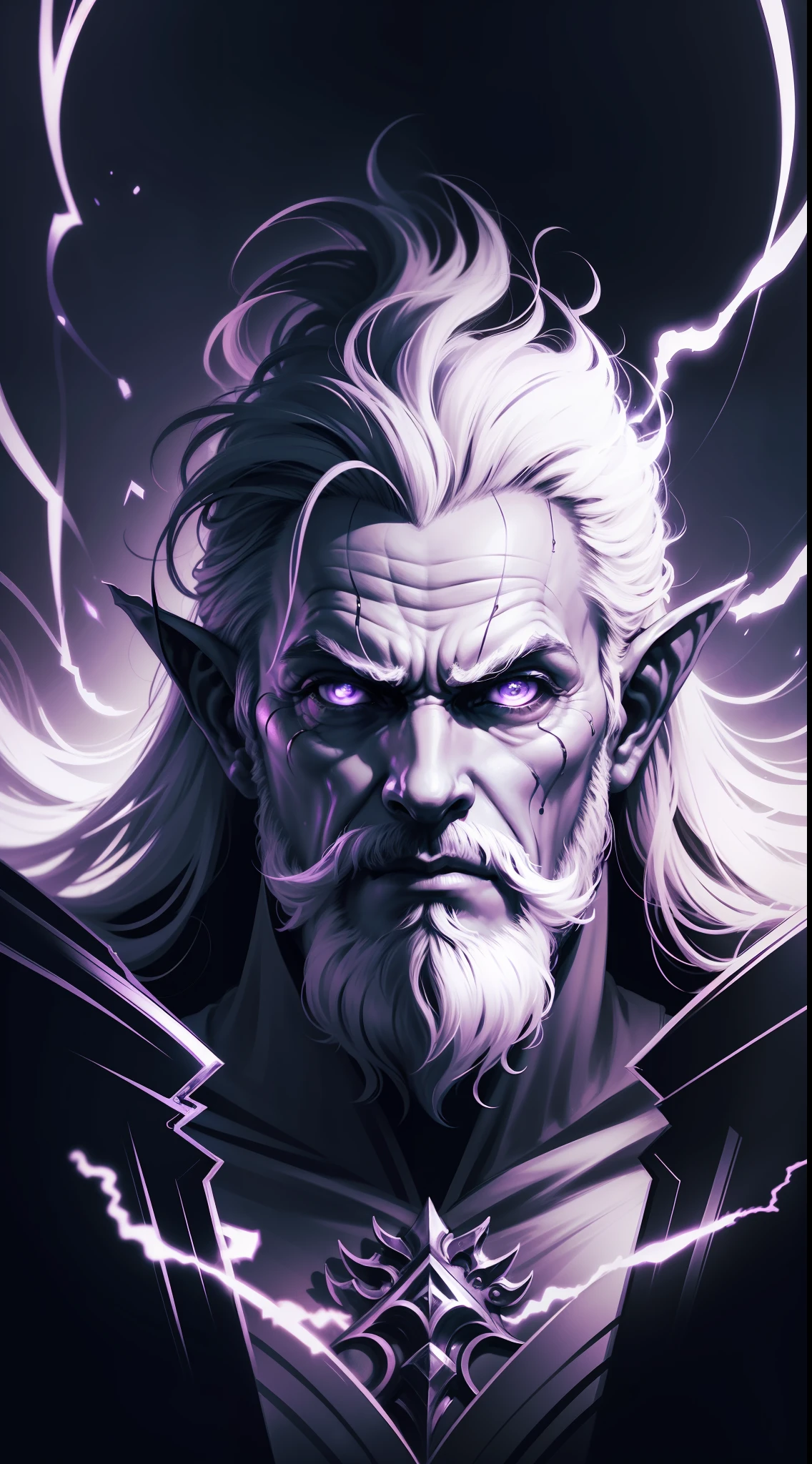 (artwork:1.2),( lineart:1.33),(lineart:1.33),old ,1man,portrait ancient elf noble wizard in a battle, purple lightnings in a dungeon,long beard,(hyperdefined),(inked-art),epic, blue purple tones,unusual-angle,dungeon,cartoon,medieval fantasy aesthetic,complex lighting,(flat saturated colors),(ultradetailed:1.2),absurdres, (atmosphere), cinematic composition, fine details, perspective, (close-up:1.2), abstract background, (movement:1.2), intense, (sharp focus)