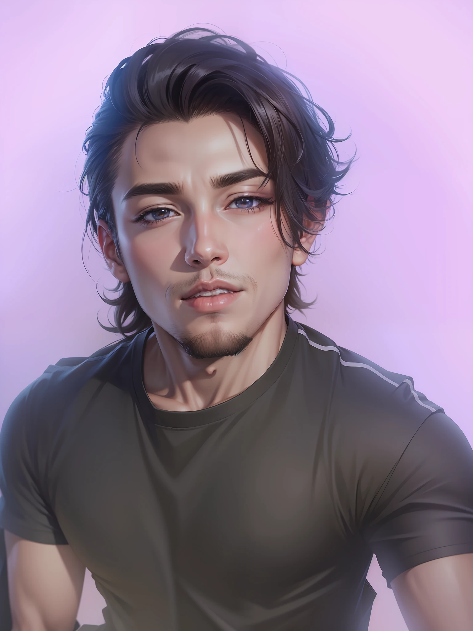 create anime,male , realistic with beautiful background