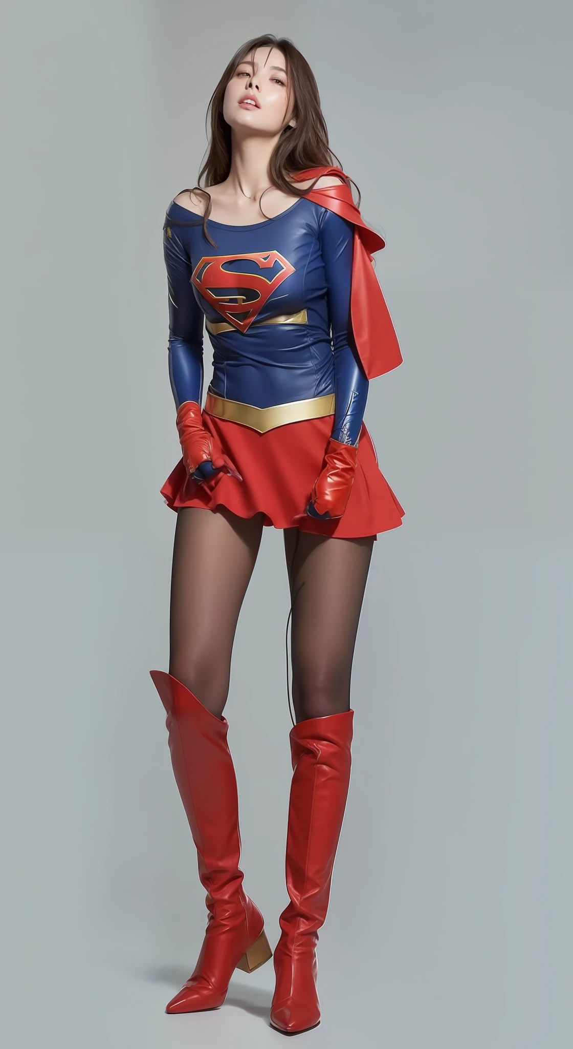 Supergirl Logo、The chest is torn、battered、s asleep、Painful look、Green liquid flows out of the mouth、Tight body、Fitted costumes、​masterpiece, top-quality, (realisitic, Photorealsitic:1.4), (RAW Photography:1.2), the Extremely Detailed CG Unity 8K Wallpapers, extremely delicate and beautiful, astonishing, finely detail, Official Art, absurderes, Incredibly ridiculous, huge filesize, ultra-detailliert, ighly detailed, a beautiful detailed girl, extremely detailed eye and face, beatiful detailed eyes, Light on the face, 1girl in, length hair, dishevled hair, ((longwavy hair))