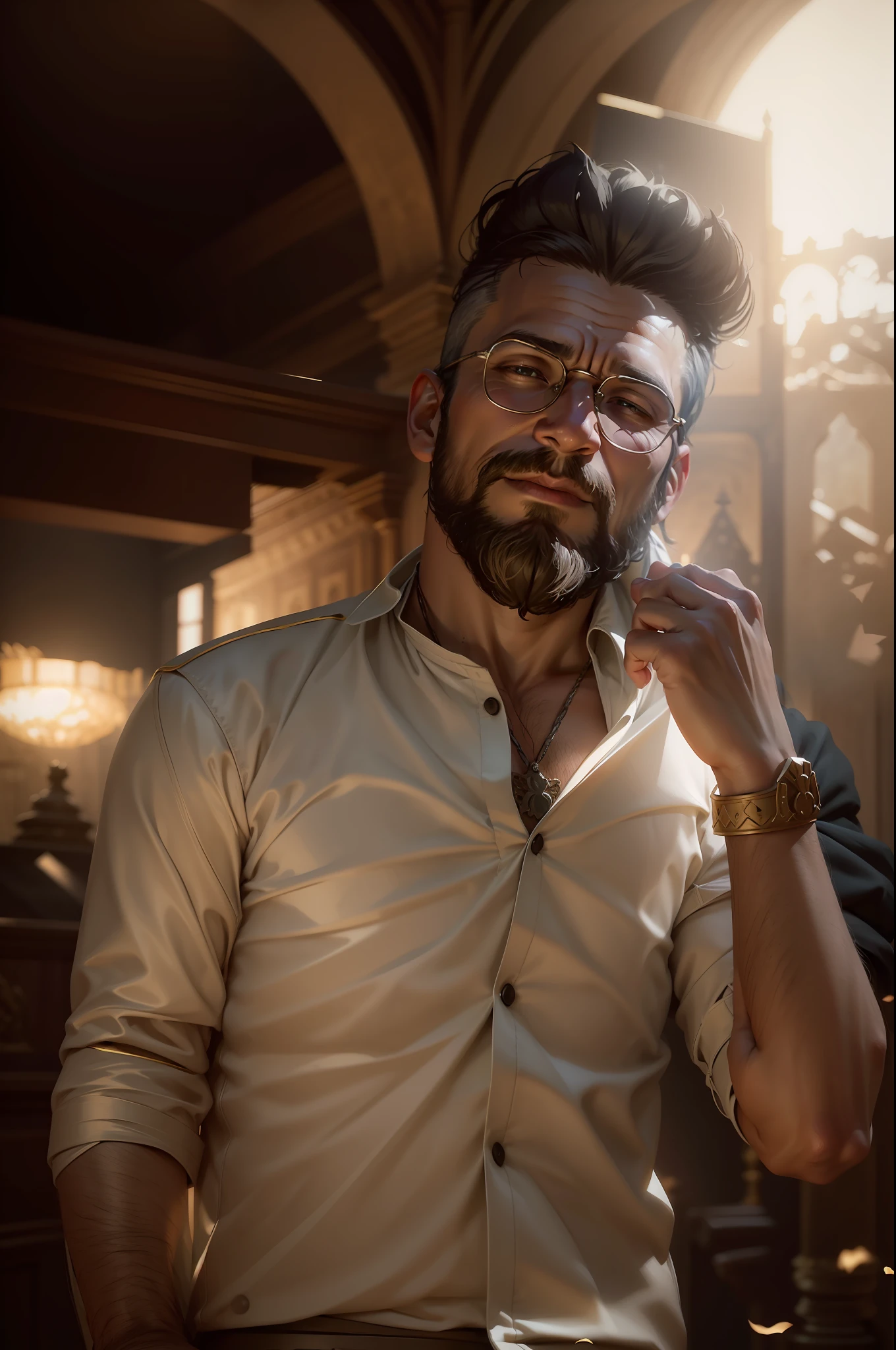 best quality, 500px, cgsociety, 8k, raw photo of (beautiful:1.2) human king, wear king crown, king armor, 40yo, beard, in castle, full body, ambient light, backlight, volumetric lighting, realistic, realistic lighting, cinematic lighting, depth of field, sharp focus, (high contrast:1.2), (film grain)