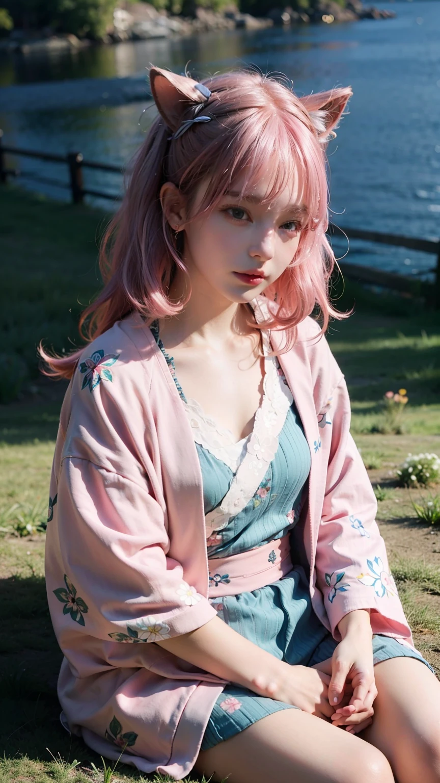 photo of 3yo girl, cute little girl, shorts hair, cute little fingers, (pink hair:1.2), wearing an cute blue kimono suit, pink foxtail, flowers in hair, sitting on the grass,
best quality, realistic, photorealistic, (intricate details:1.2), (delicate detailed), (cinematic light), clear line, sharp focus, realistic face, detailed face
unity 8k wallpaper, ultra high res, (photorealistic:1.4), looking at the camera,