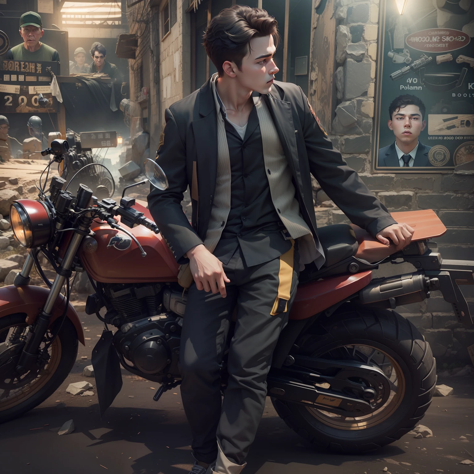 Change background animation 20 years old boy 3d photo 8k with gun