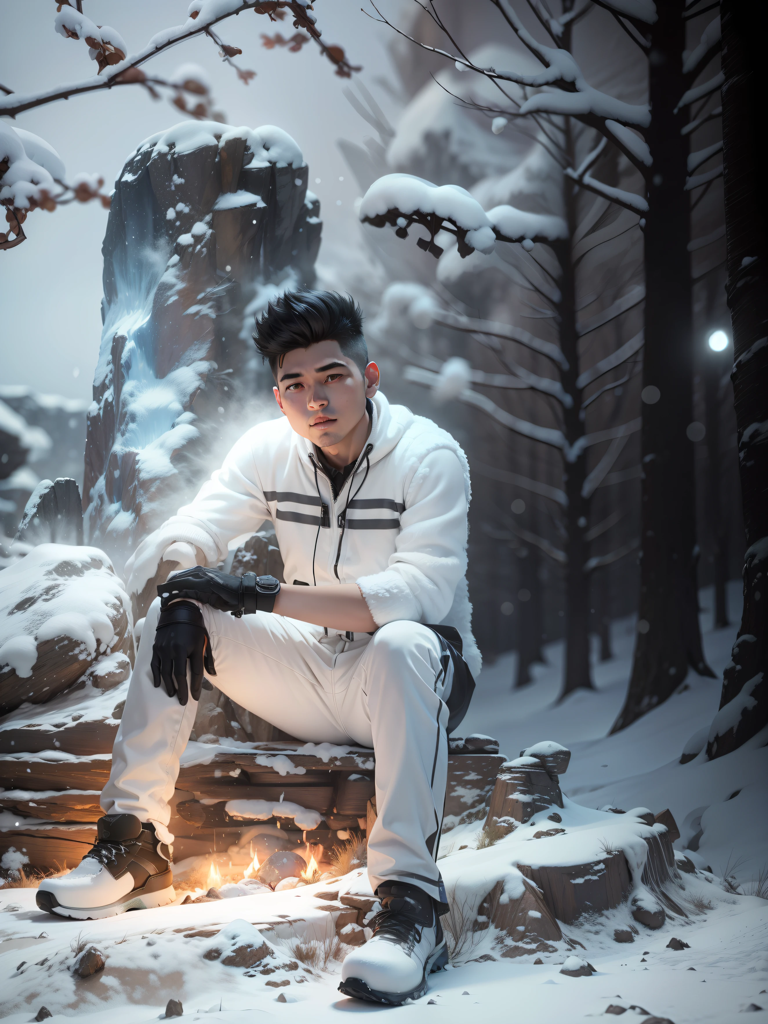 Keep the real face .. change background to snow  hills .. and 3d character