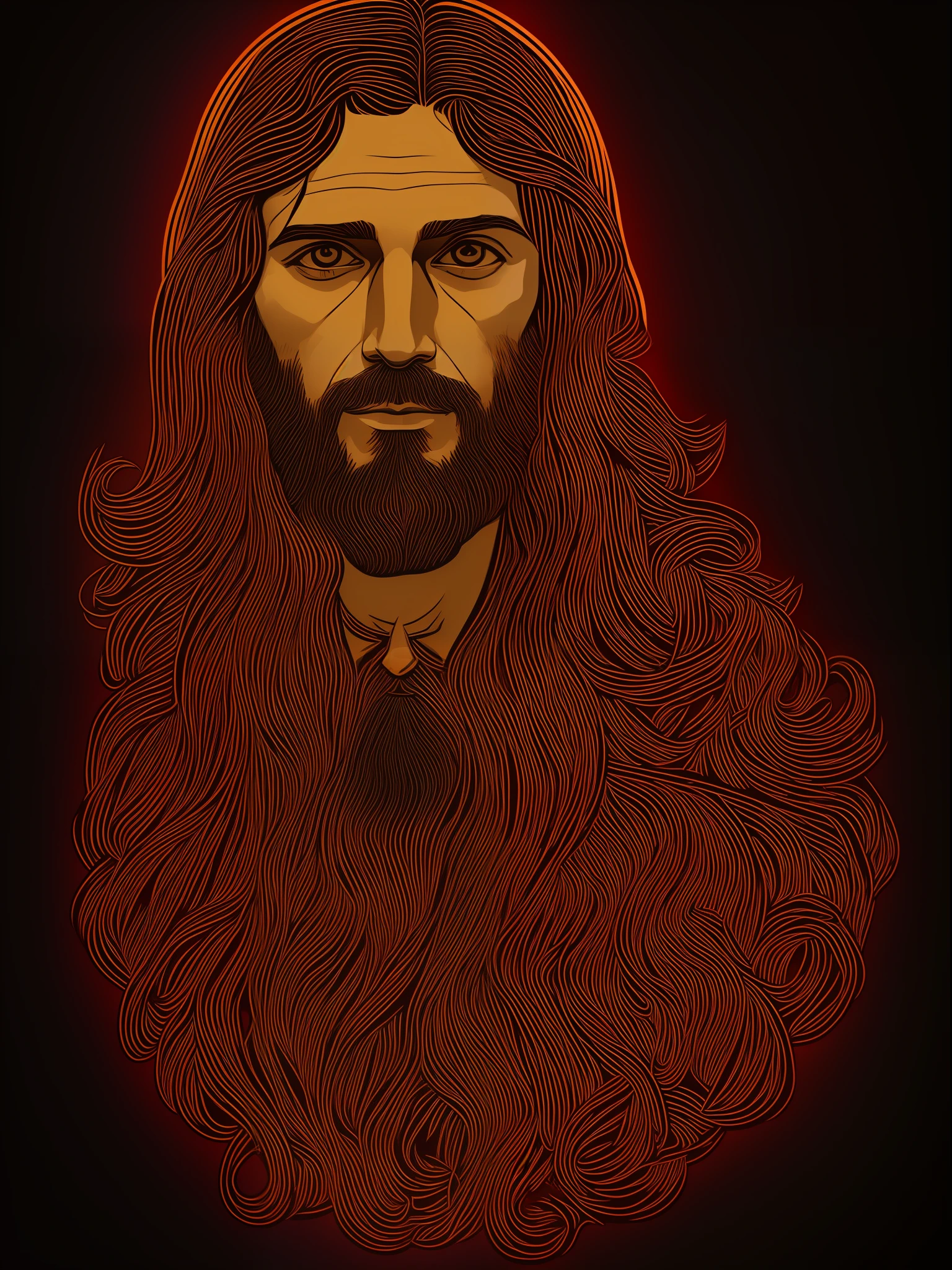 jesus, t-shirt art, 2D, ((black background :1, 5)), vector, vivid colors, jesus, masterpiece, best quality, intricate details, perfect symmetrical face, realistic details, gothic theme, rim light, moonlight, cinematic shading, Greg Rutkowisk