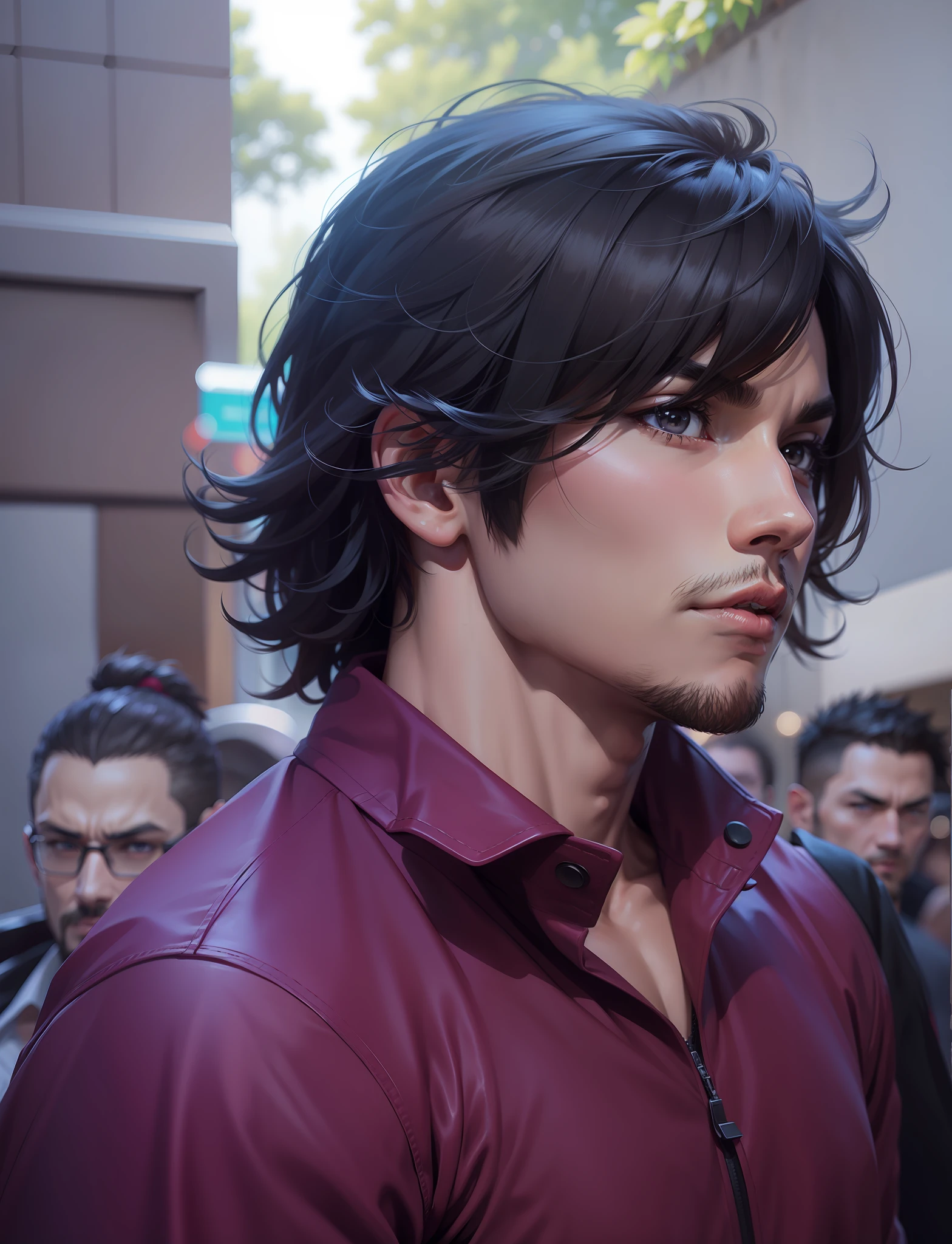 create anime character, male,clean background, realistic, remove background all people