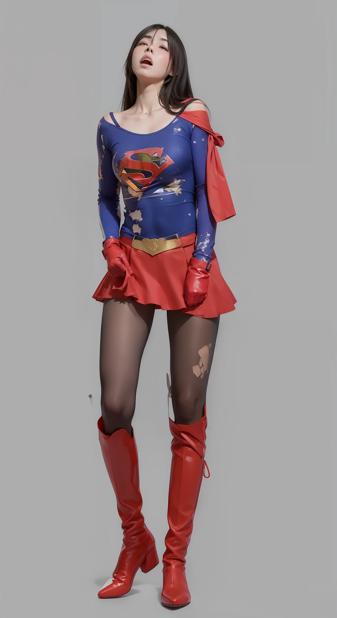 Broken boots、Knee injury、super girl、defeat、