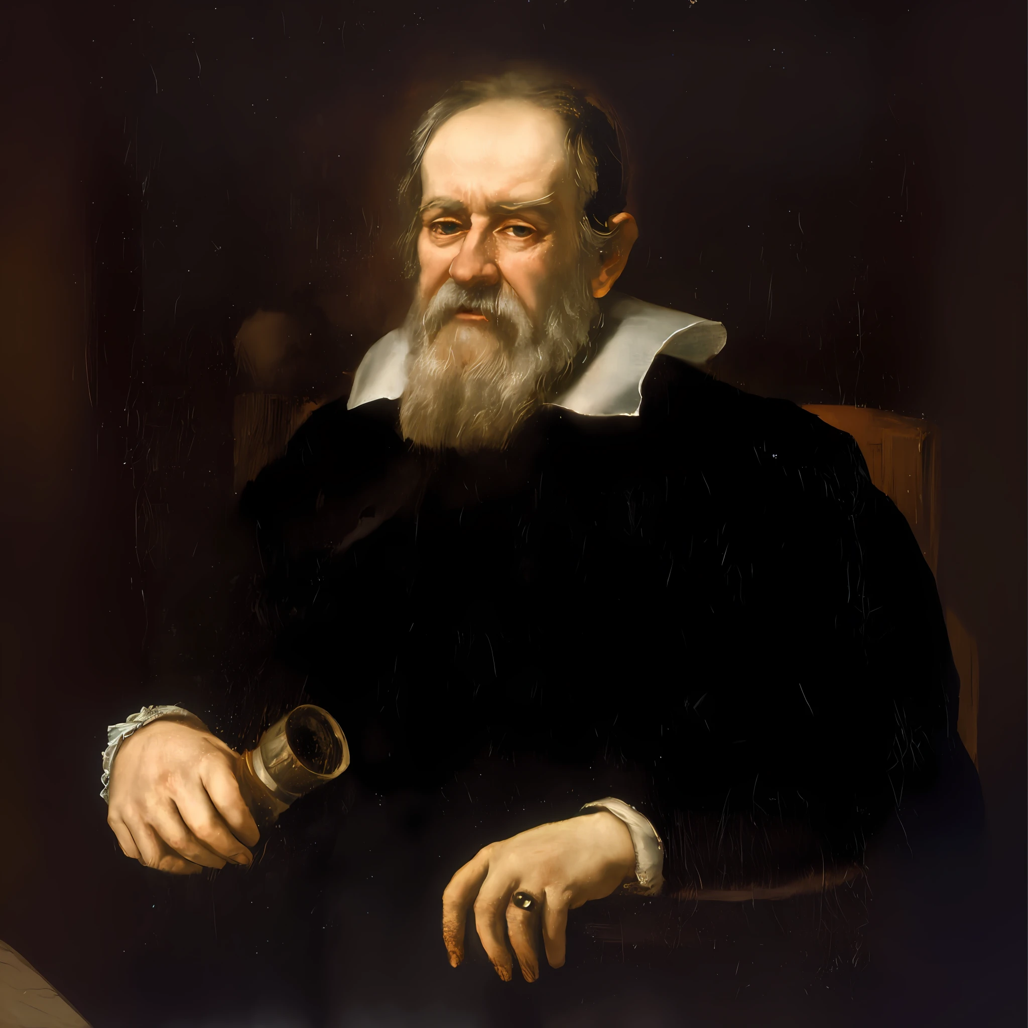 Arafed retrato de um homem com barba e um anel, Galileo, Directed by: Adriaen Hanneman, philosopher, giorgio vasari, pintura de um homem, pintura renascentista do homem, retrato, Artstyle de Michelangelo, Directed by: Antonio de la Gandara, Directed by: Johann Bodin, Directed by: Michelangelo Unterberger, Directed by: Caesar van Everdingen