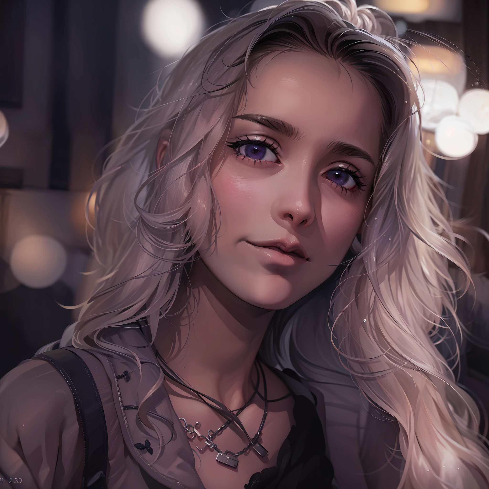 RAW photos,Portrait of a 25-year-old casual woman,the night,the city street,(highdetailskin:1.2),8k uhd,Slr,softlighting,high qulity,filmgrain,Fujifilm XT3,Silvery hair
