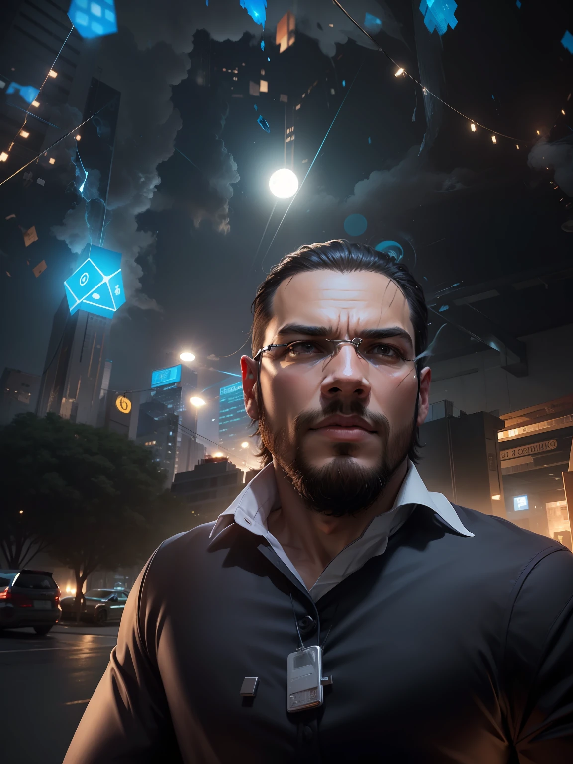 Reach business man 4k full hd background si fi